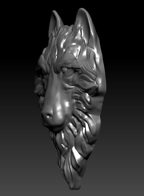 3D model RELIEF HEAD WOLF 3D print model_5
