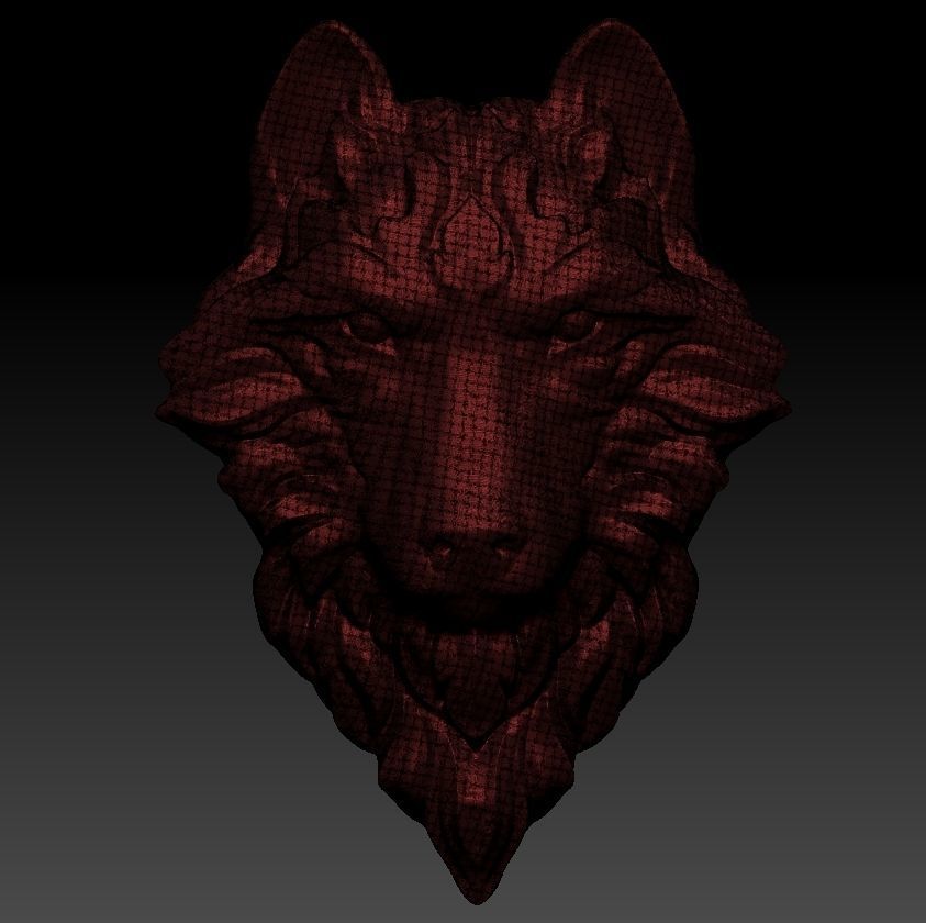 3D model RELIEF HEAD WOLF 3D print model_38