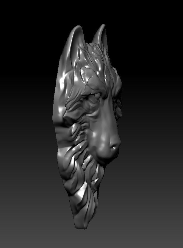 3D model RELIEF HEAD WOLF 3D print model_12