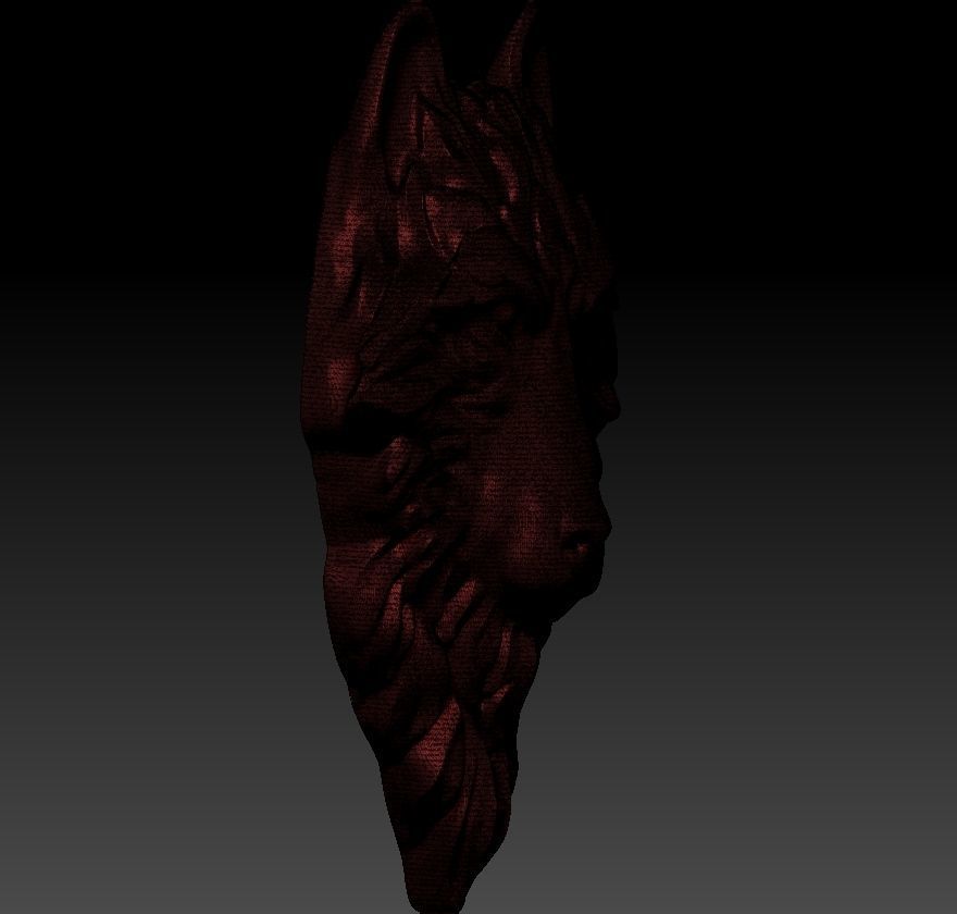 3D model RELIEF HEAD WOLF 3D print model_35