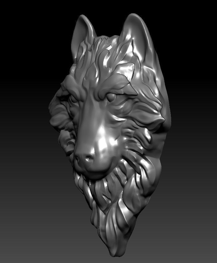 3D model RELIEF HEAD WOLF 3D print model_4