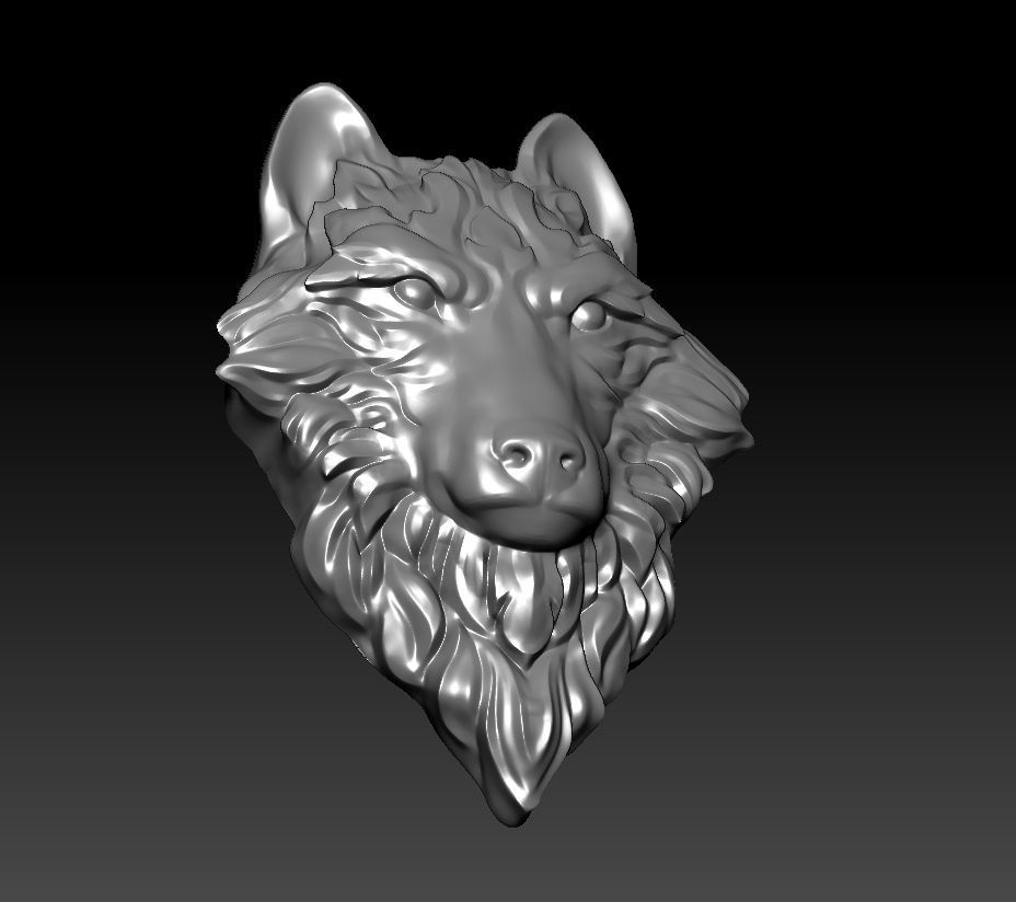 3D model RELIEF HEAD WOLF 3D print model_31