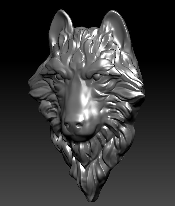 3D model RELIEF HEAD WOLF 3D print model_3