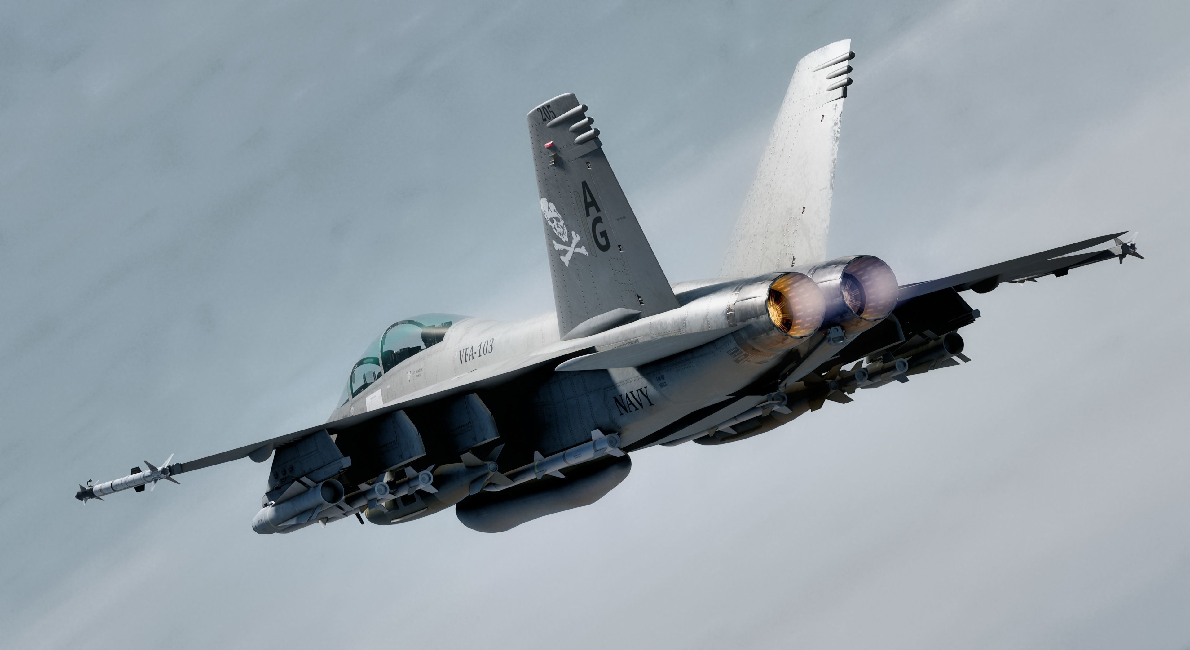 F18F Super Hornet-Rigged-with Cocpit - Changeable decal and text Low-poly 3D model_12