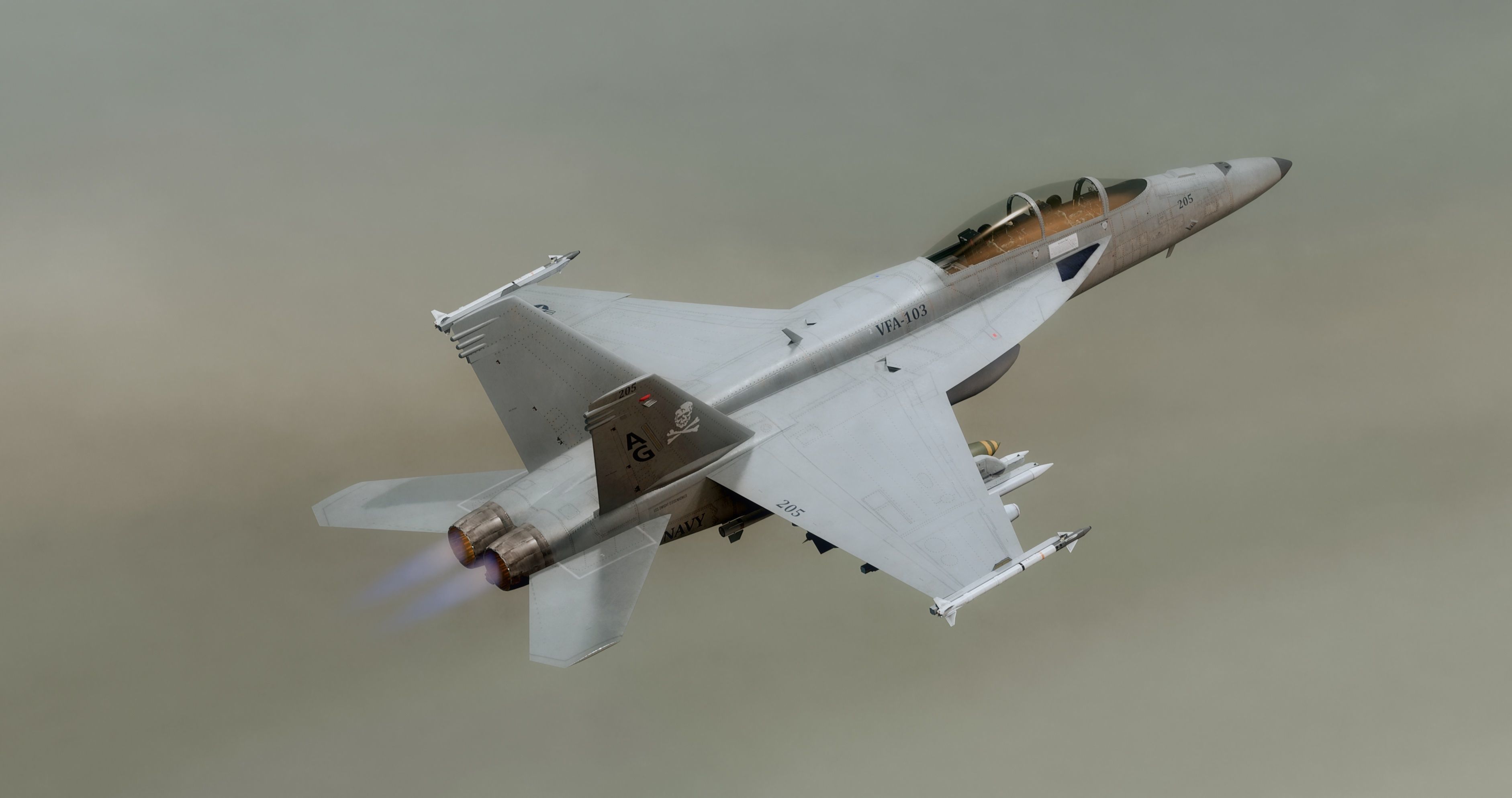 F18F Super Hornet-Rigged-with Cocpit - Changeable decal and text Low-poly 3D model_22