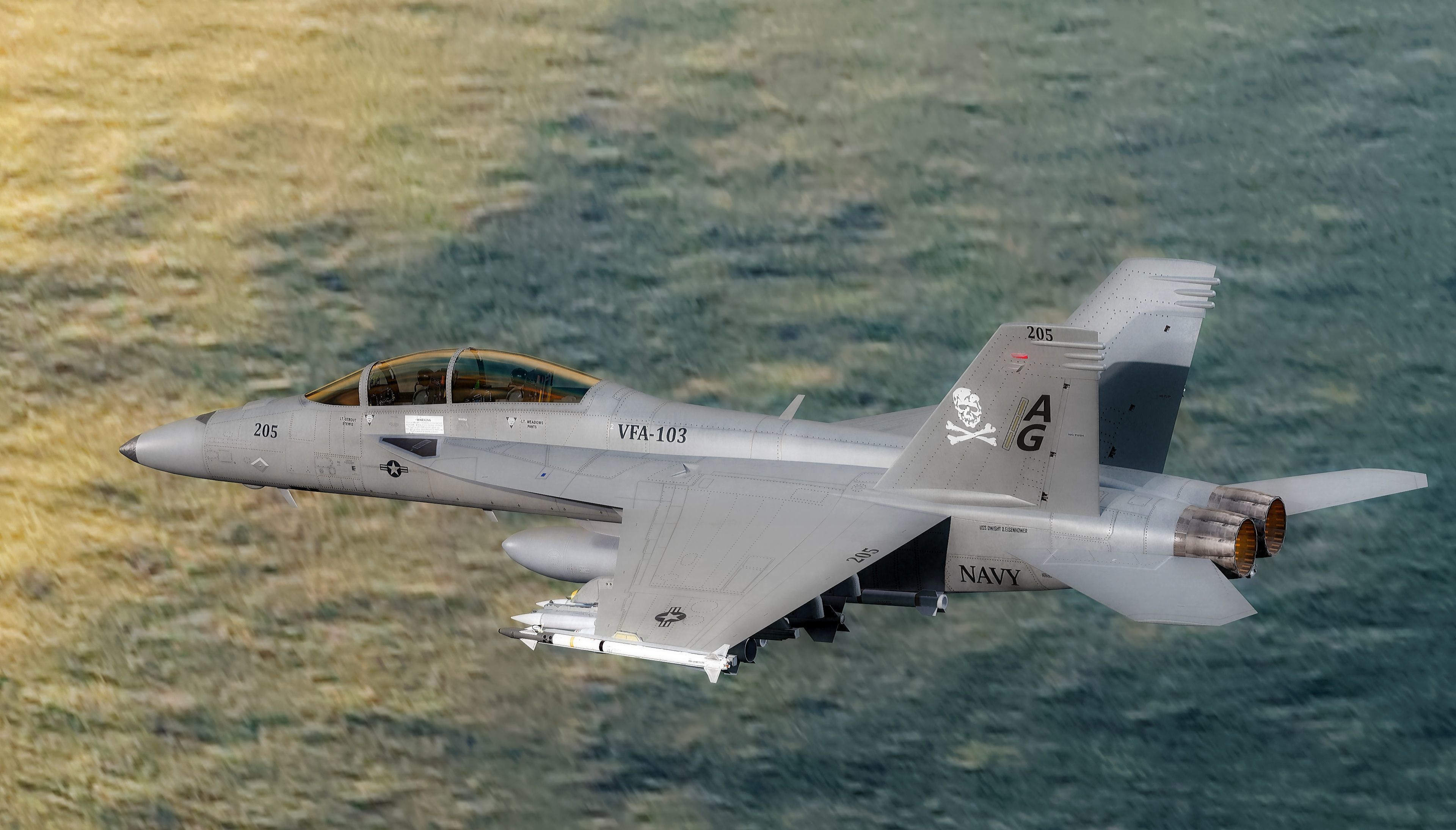 F18F Super Hornet-Rigged-with Cocpit - Changeable decal and text Low-poly 3D model_3