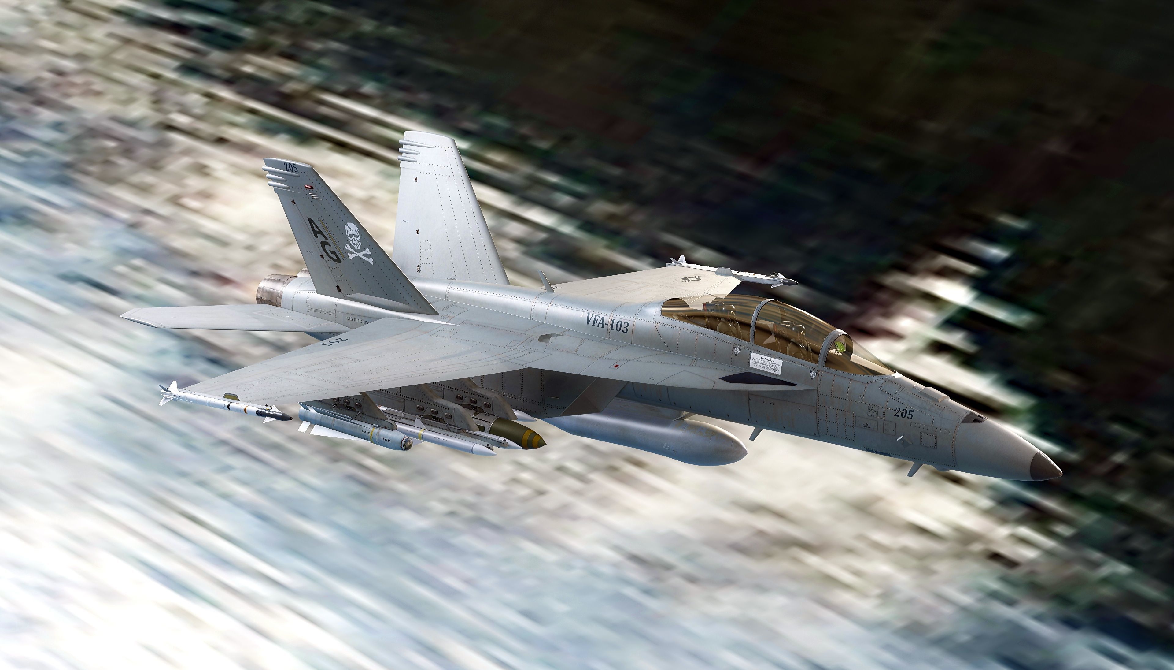 F18F Super Hornet-Rigged-with Cocpit - Changeable decal and text Low-poly 3D model_7