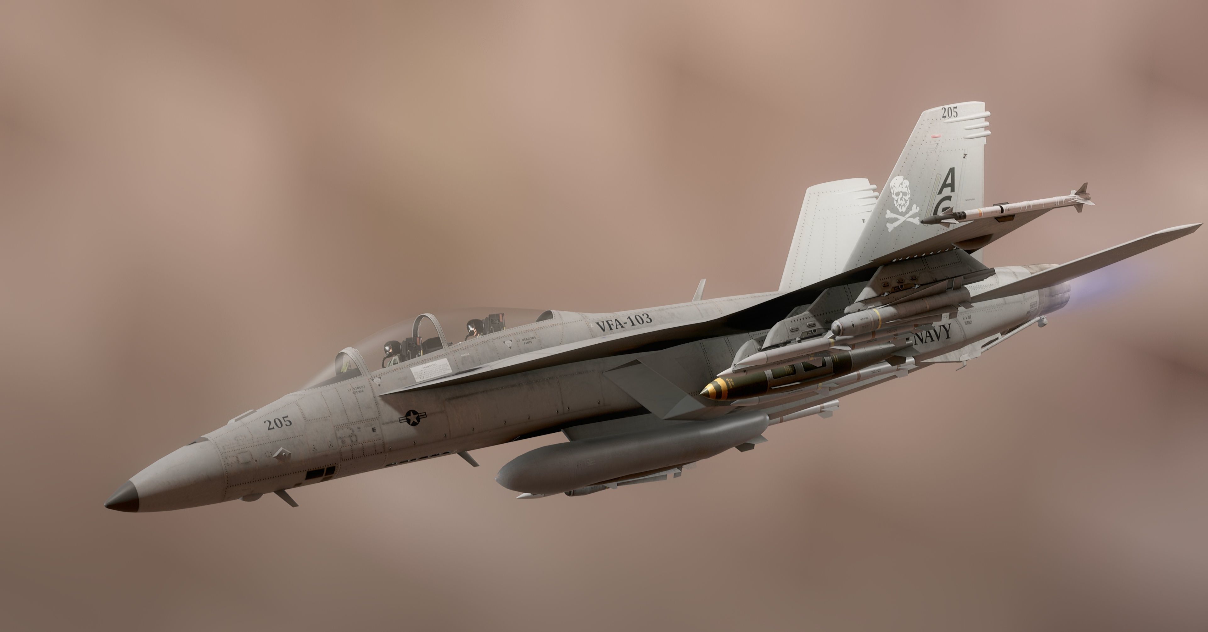 F18F Super Hornet-Rigged-with Cocpit - Changeable decal and text Low-poly 3D model_36