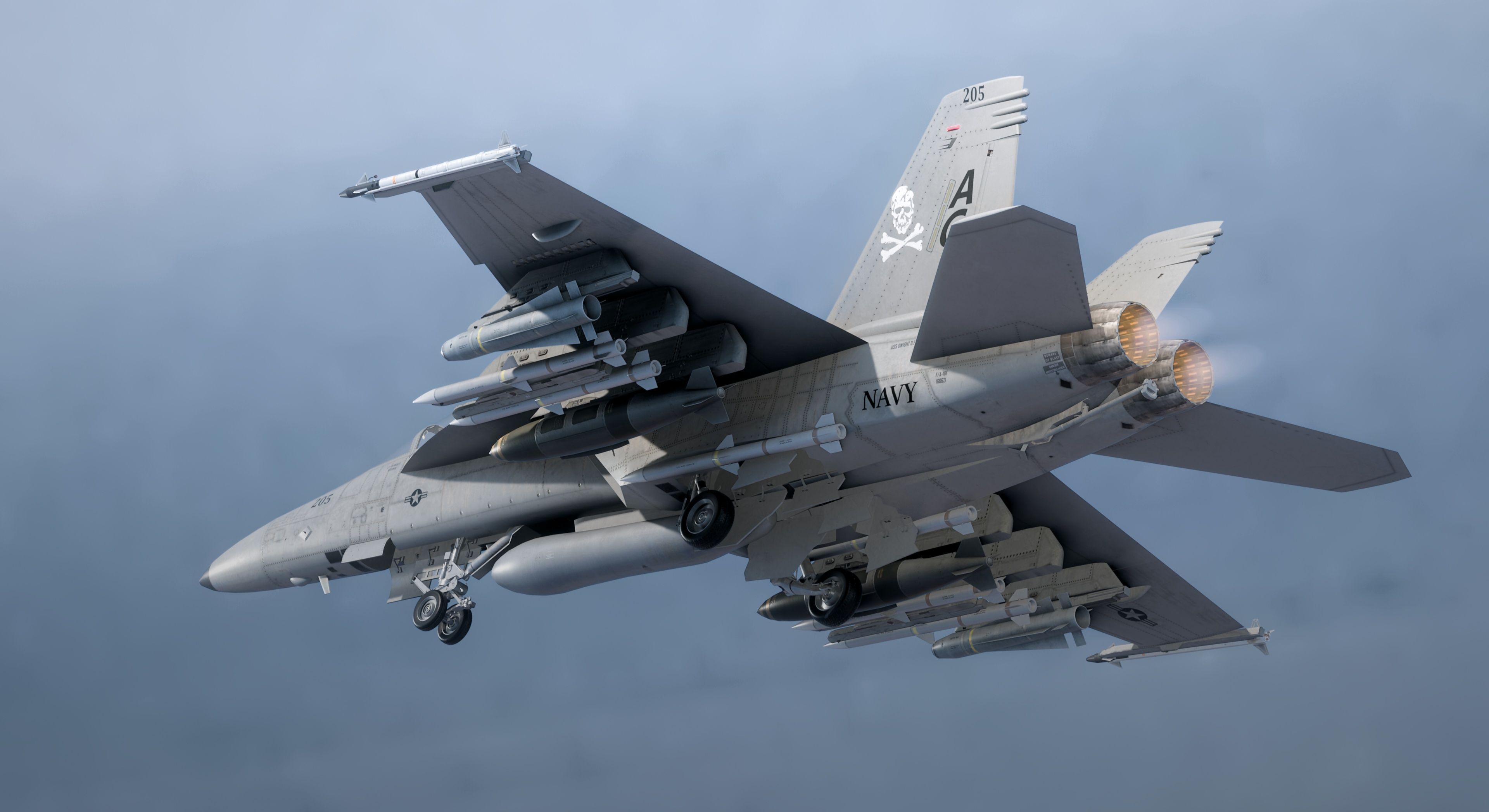 F18F Super Hornet-Rigged-with Cocpit - Changeable decal and text Low-poly 3D model_16