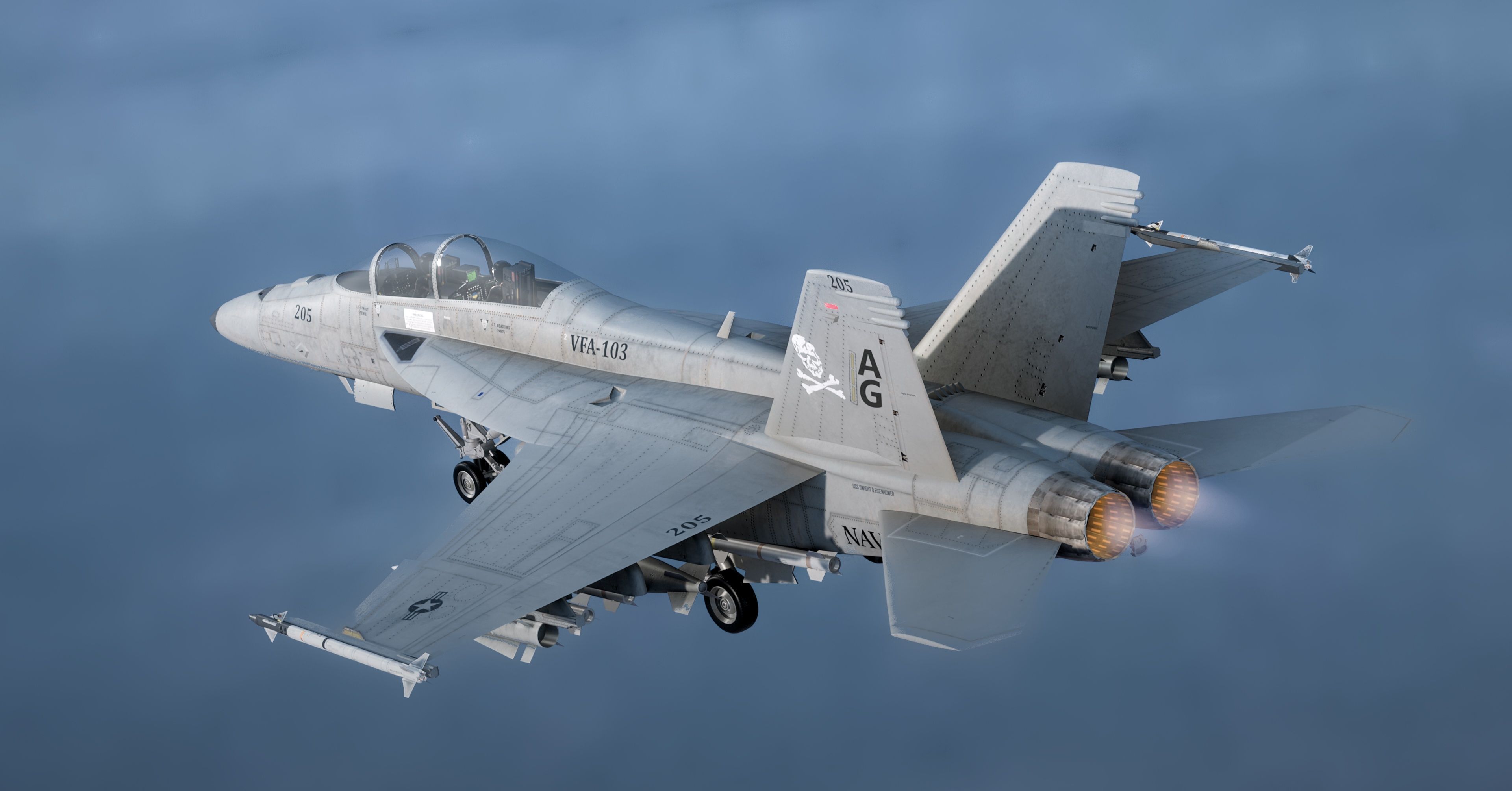 F18F Super Hornet-Rigged-with Cocpit - Changeable decal and text Low-poly 3D model_10