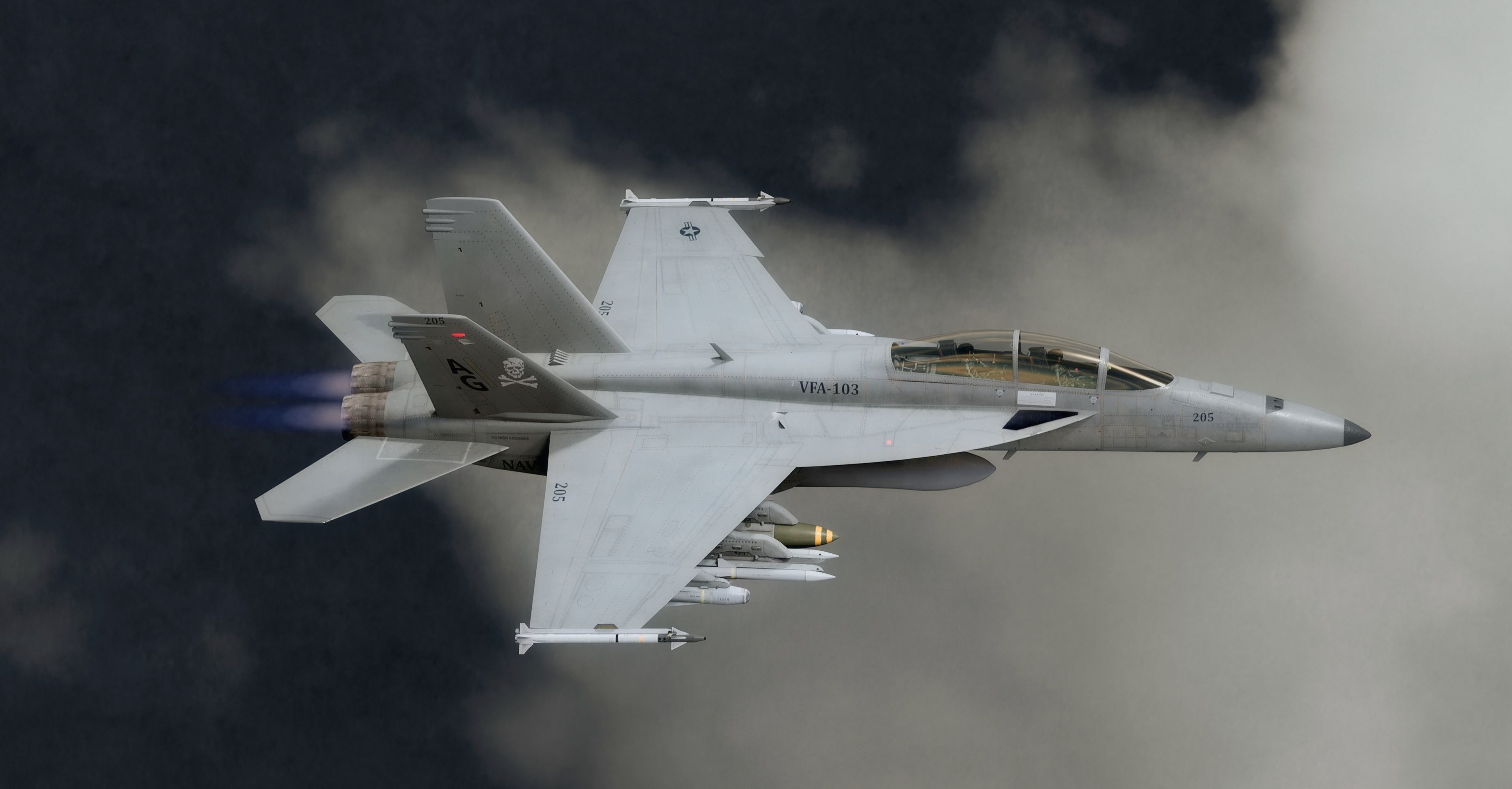 F18F Super Hornet-Rigged-with Cocpit - Changeable decal and text Low-poly 3D model_37