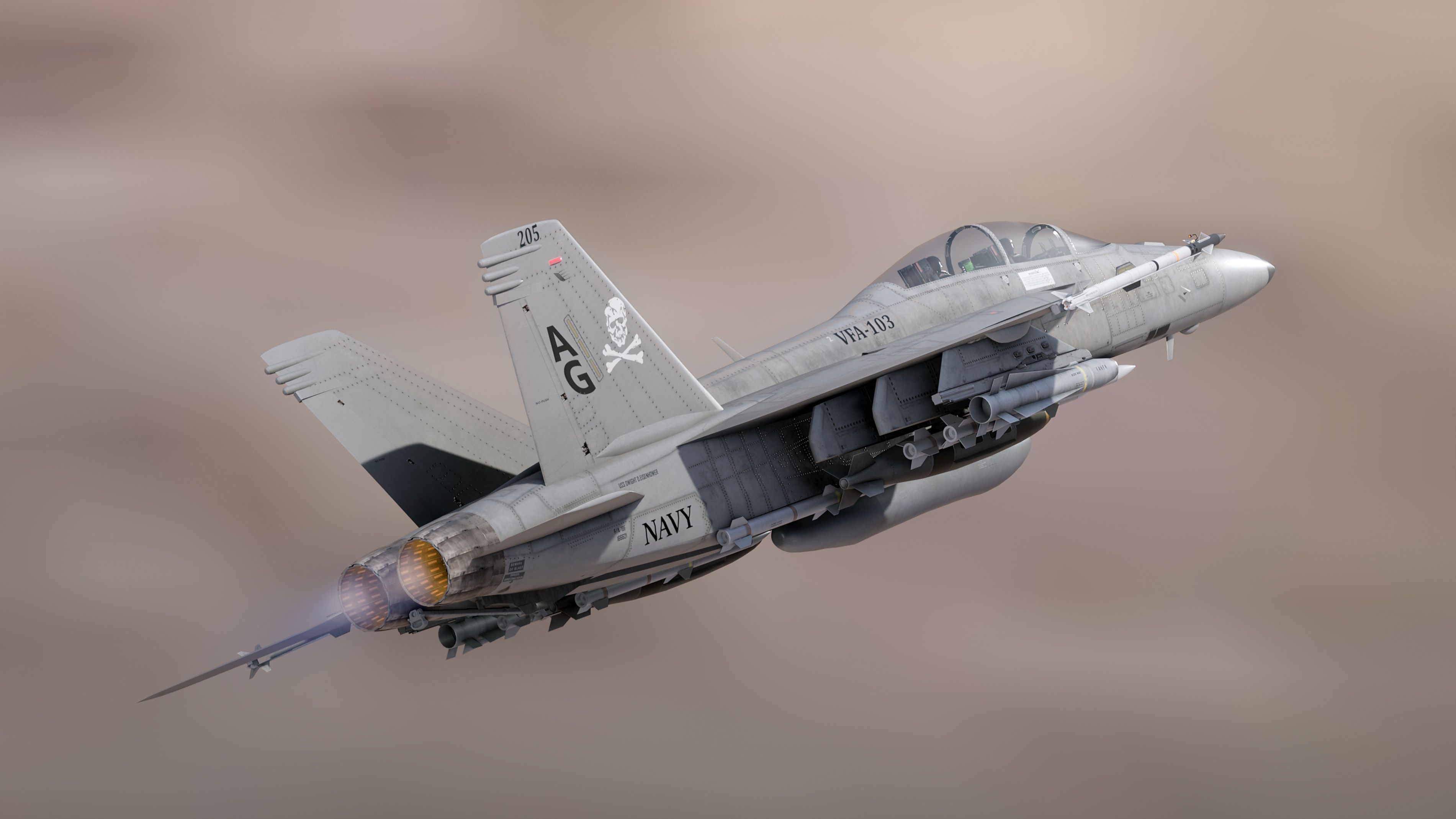 F18F Super Hornet-Rigged-with Cocpit - Changeable decal and text Low-poly 3D model_30