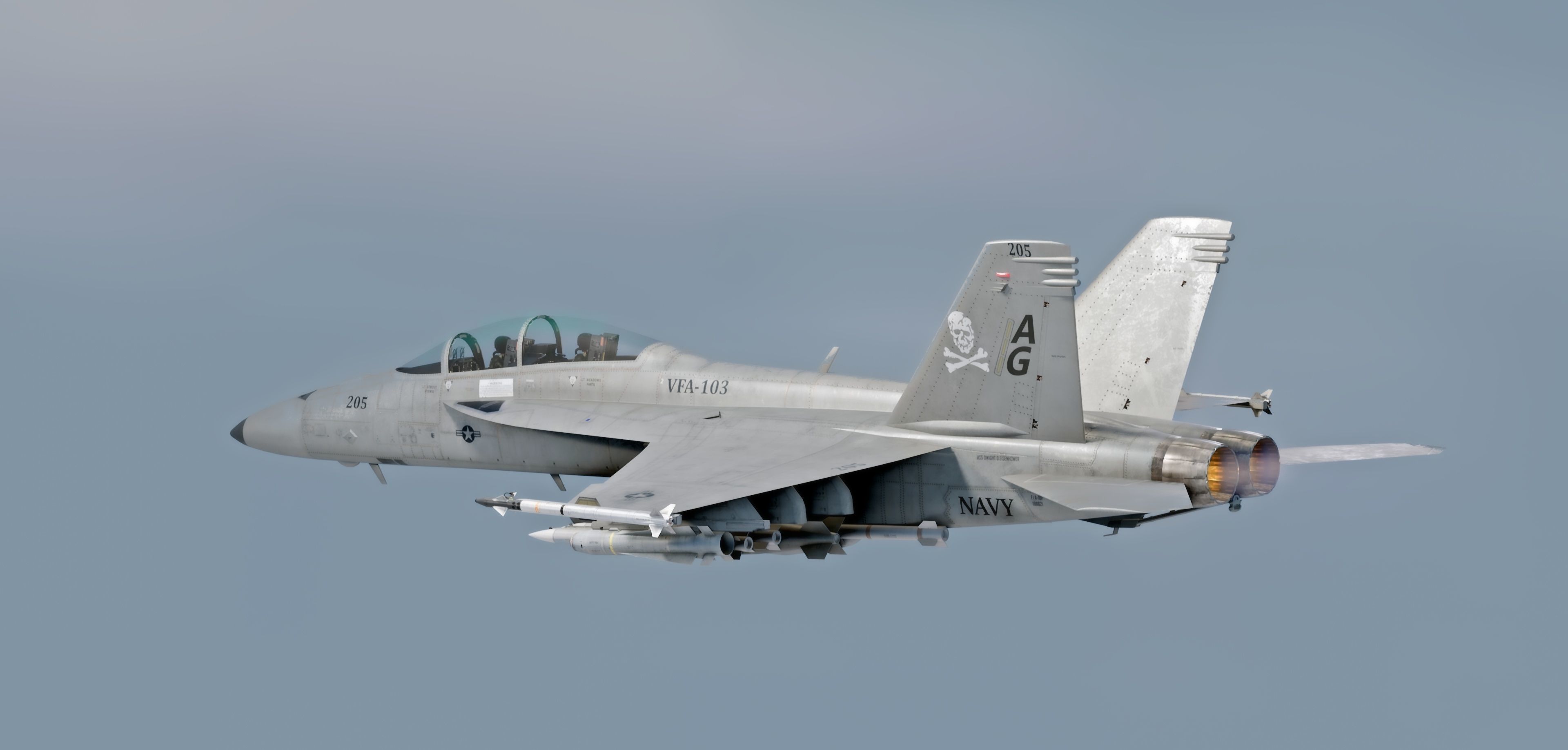 F18F Super Hornet-Rigged-with Cocpit - Changeable decal and text Low-poly 3D model_29