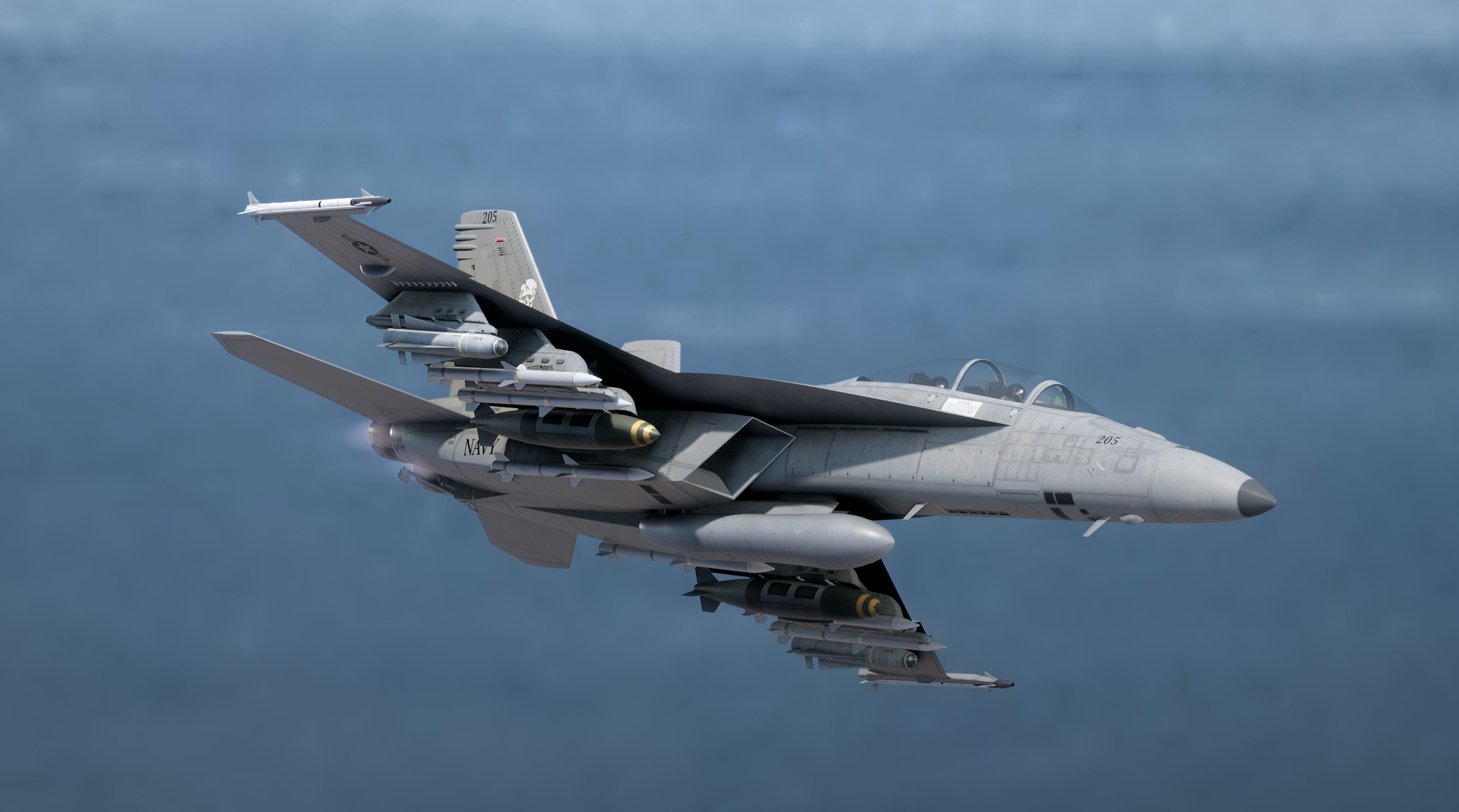 F18F Super Hornet-Rigged-with Cocpit - Changeable decal and text Low-poly 3D model_34