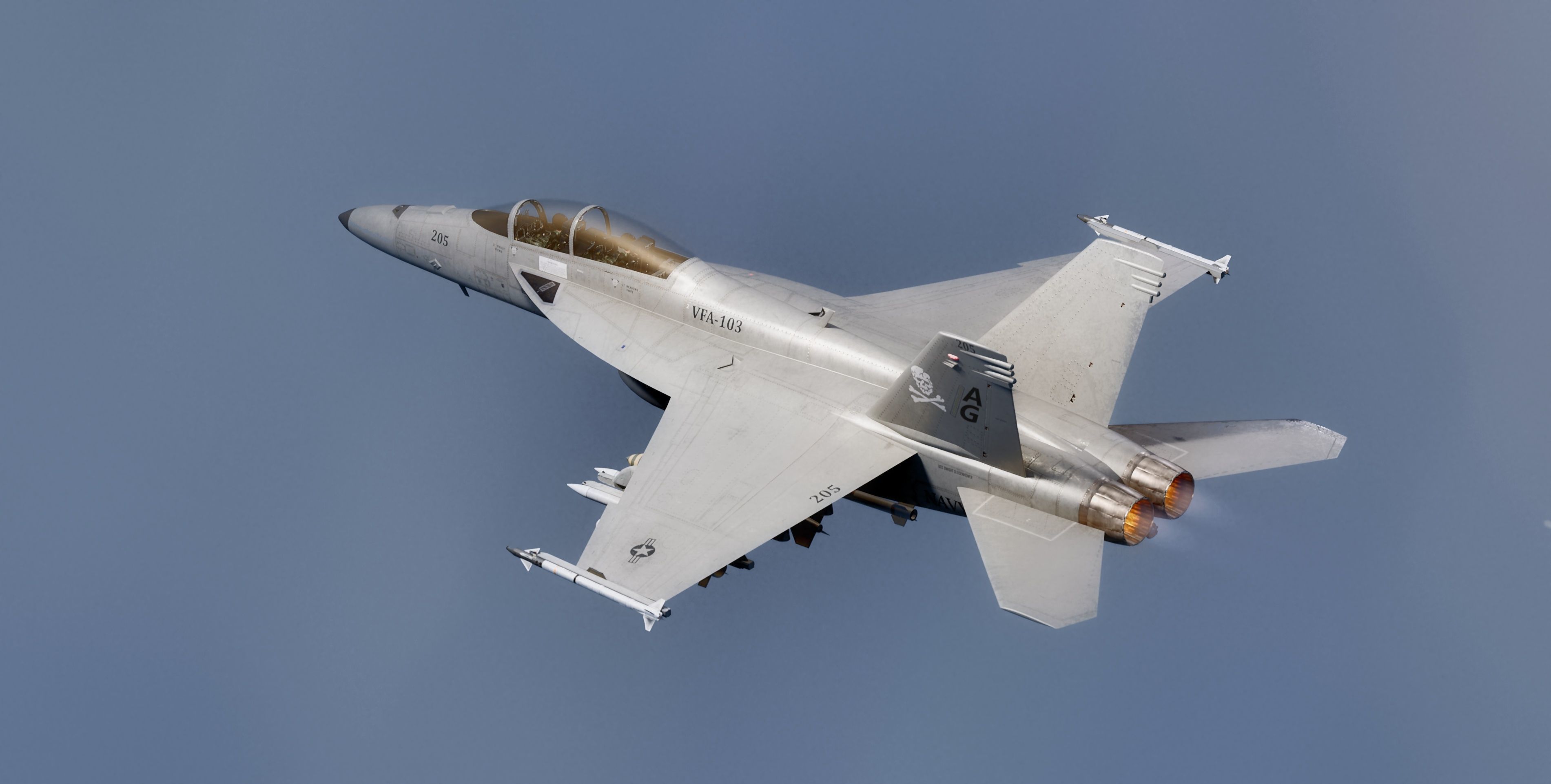 F18F Super Hornet-Rigged-with Cocpit - Changeable decal and text Low-poly 3D model_31