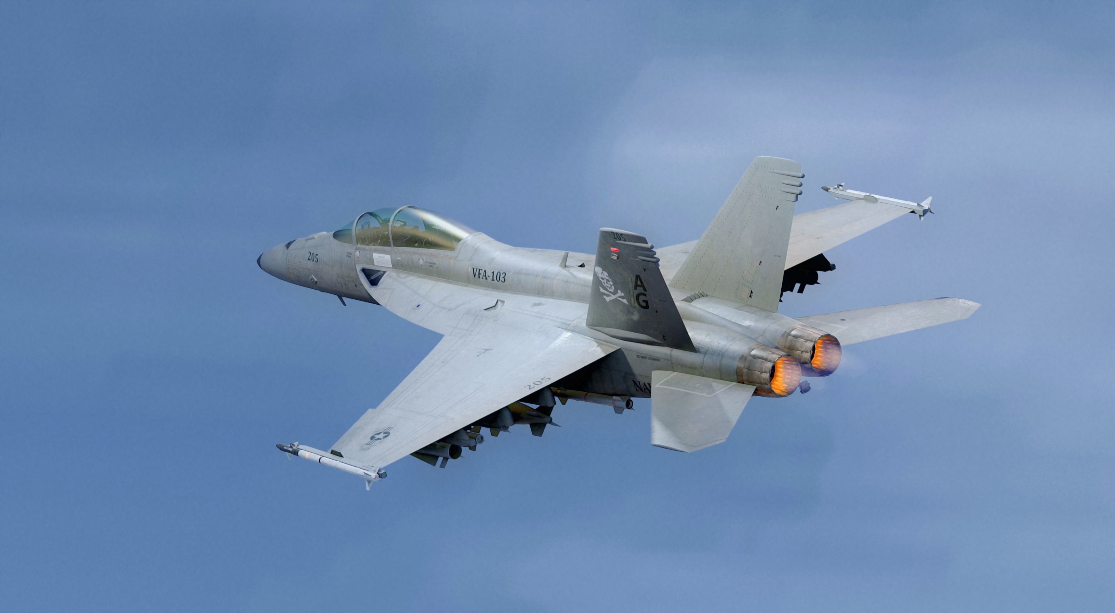 F18F Super Hornet-Rigged-with Cocpit - Changeable decal and text Low-poly 3D model_8