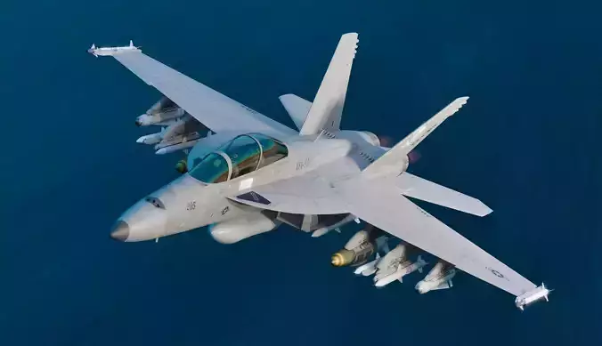 F18F Super Hornet-Rigged-with Cocpit - Changeable decal and text Low-poly 3D model