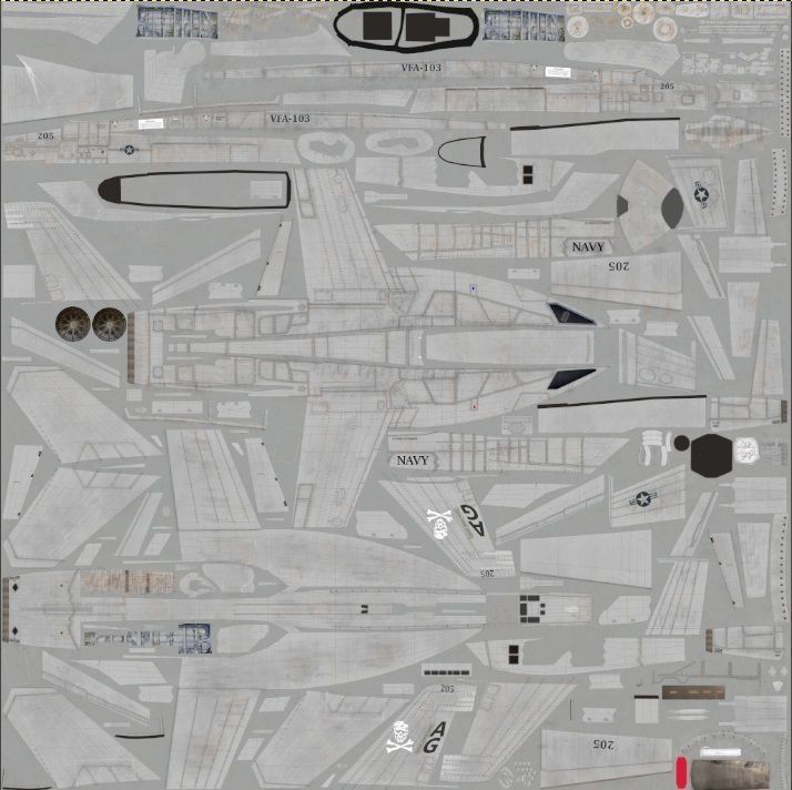 F18F Super Hornet-Rigged-with Cocpit - Changeable decal and text Low-poly 3D model_56