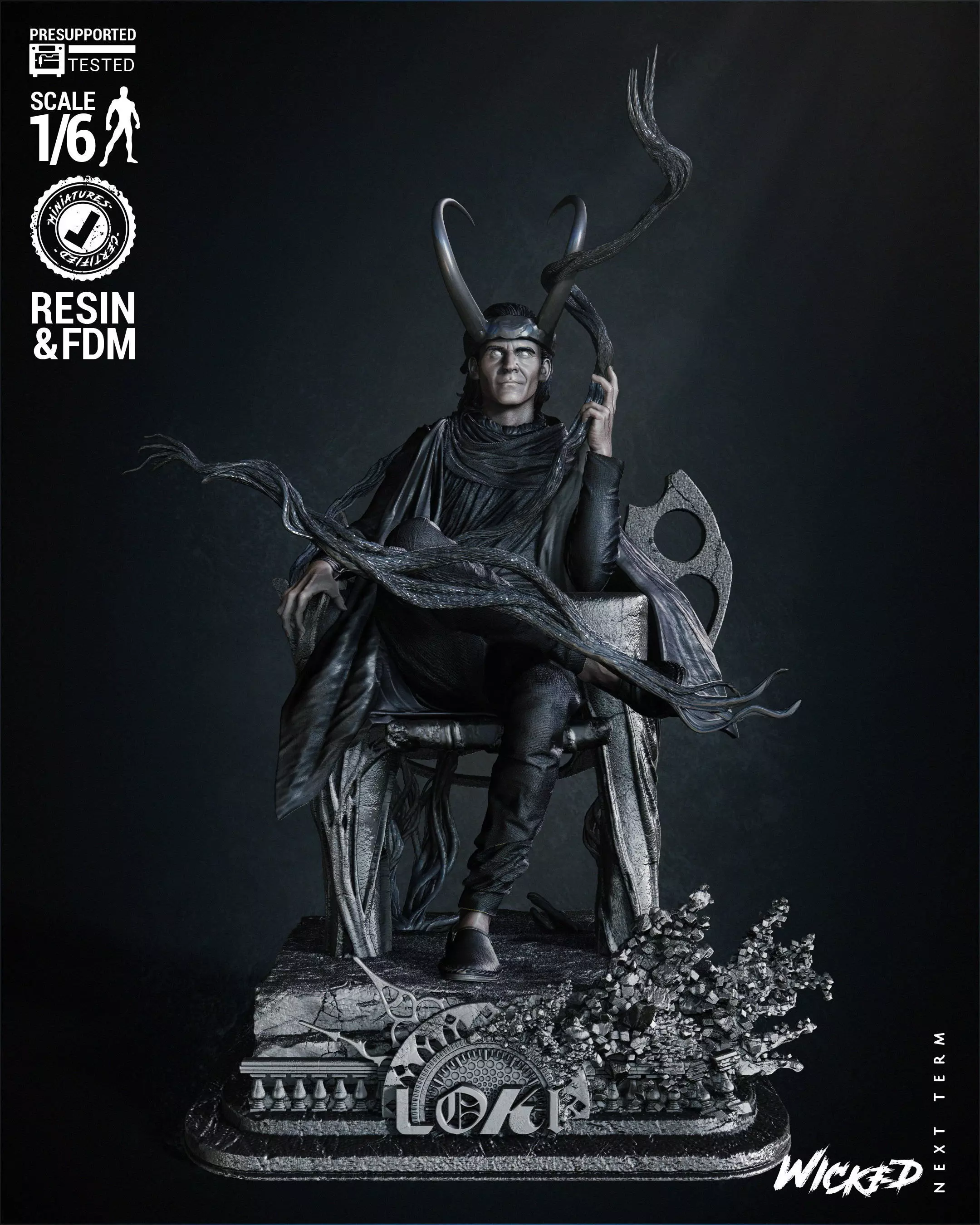Wicked Marvel Loki Throne Bust Tested for 3D printing 3D print model