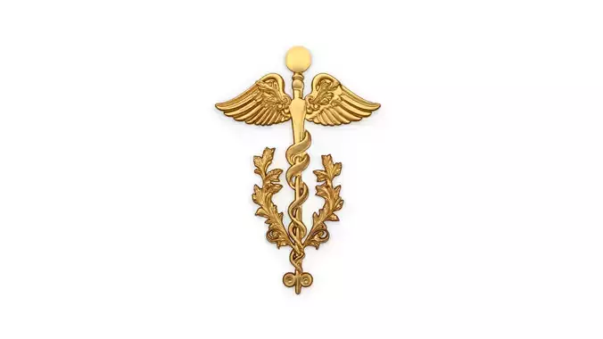 Relief Caduceus carved 03