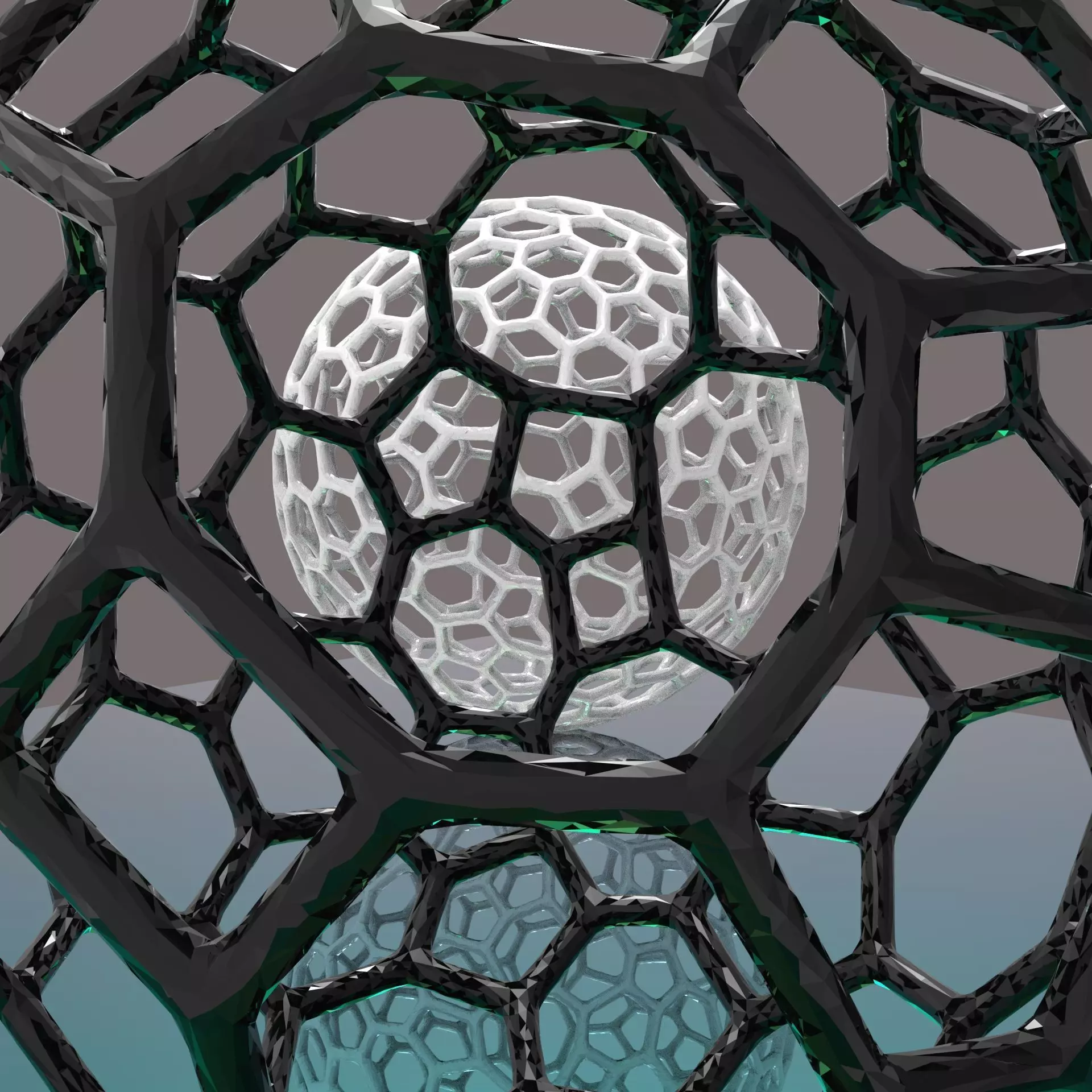 2 Sphere Voronoi style 3D print model