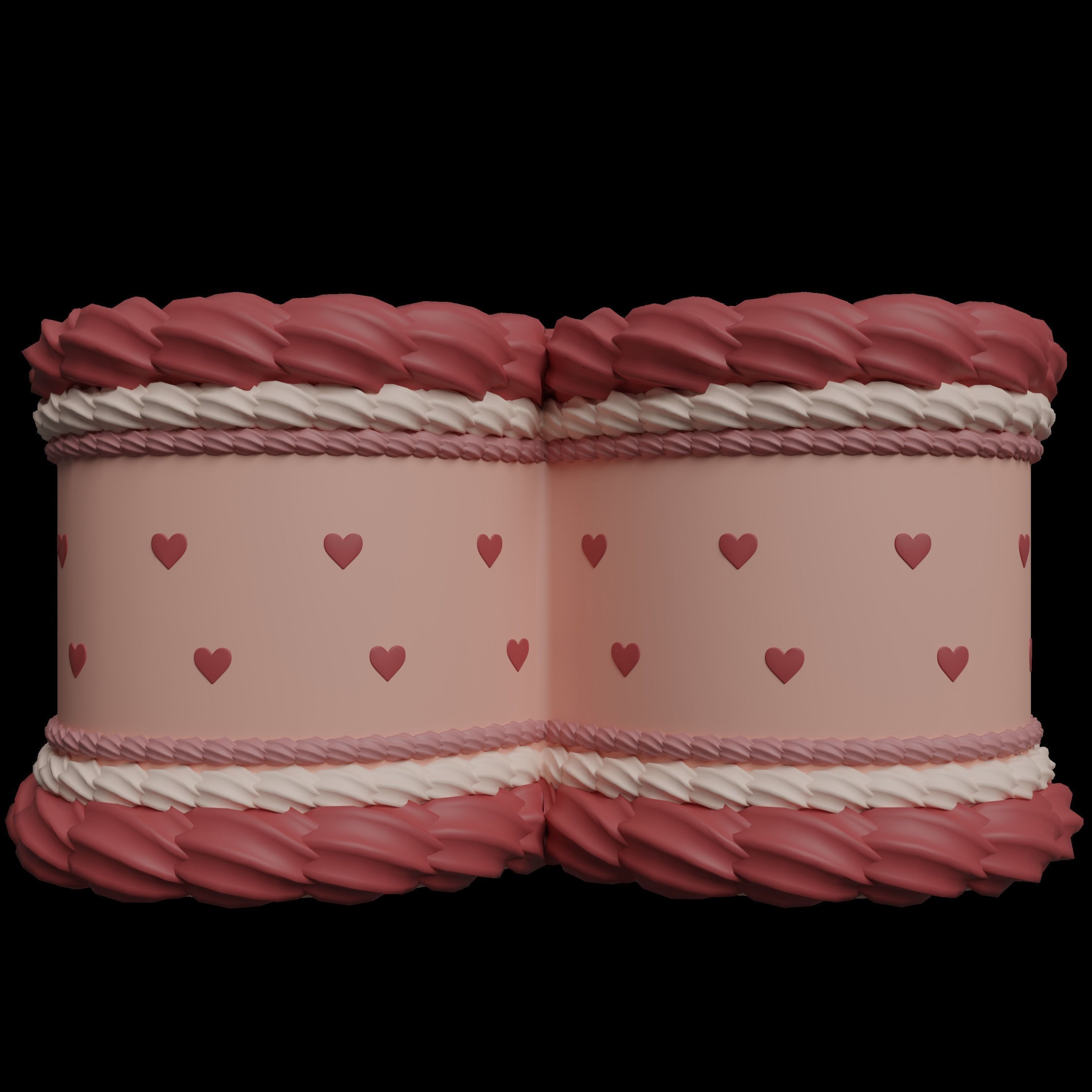 Heart Cake - Valentines Day Low-poly 3D model_8