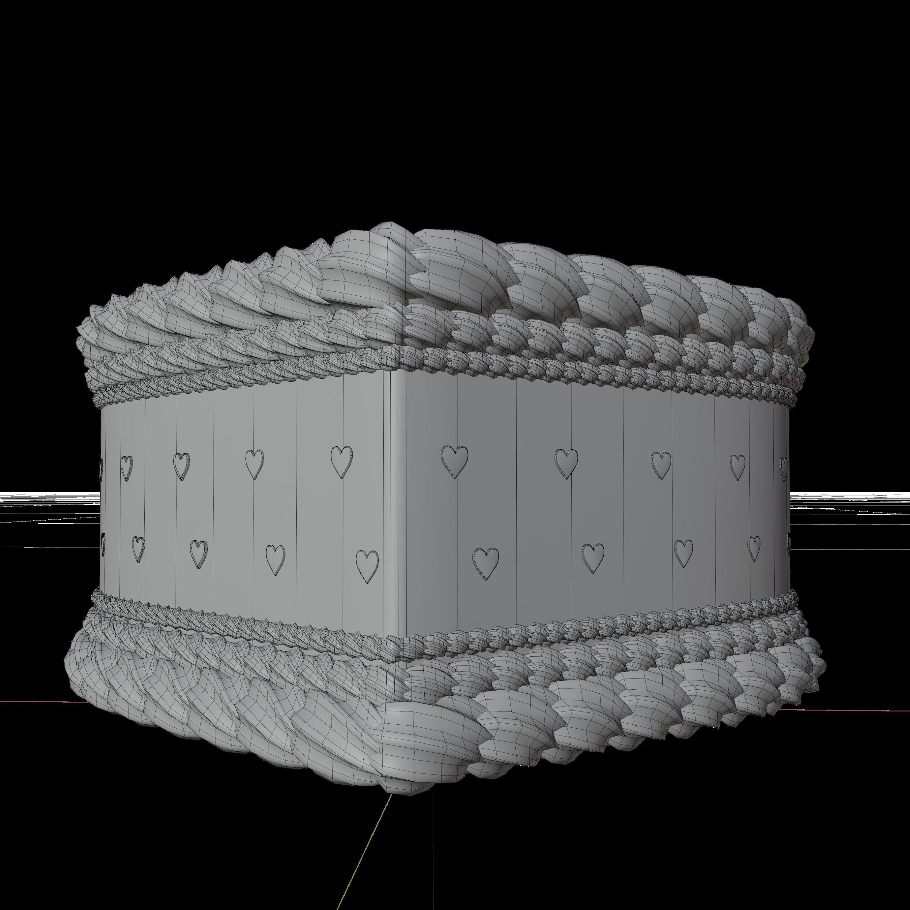 Heart Cake - Valentines Day Low-poly 3D model_7