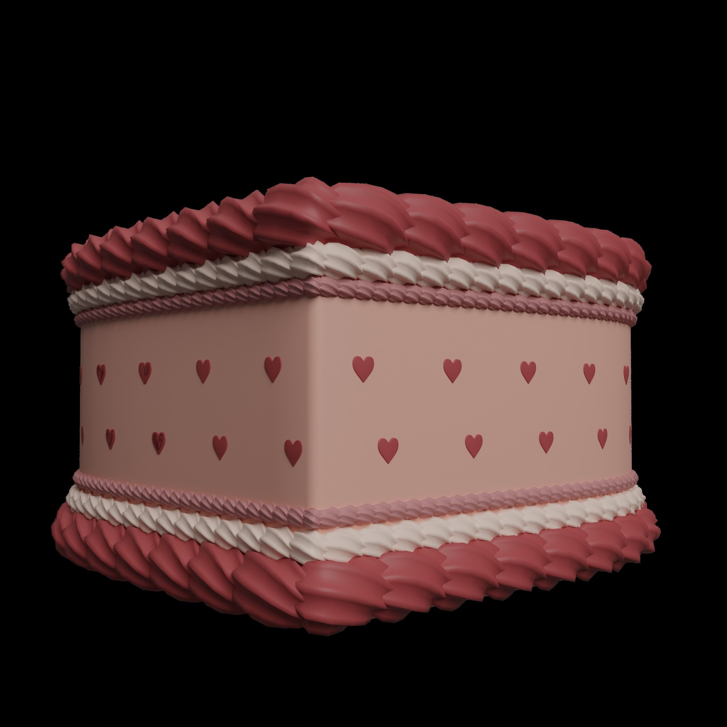 Heart Cake - Valentines Day Low-poly 3D model_6