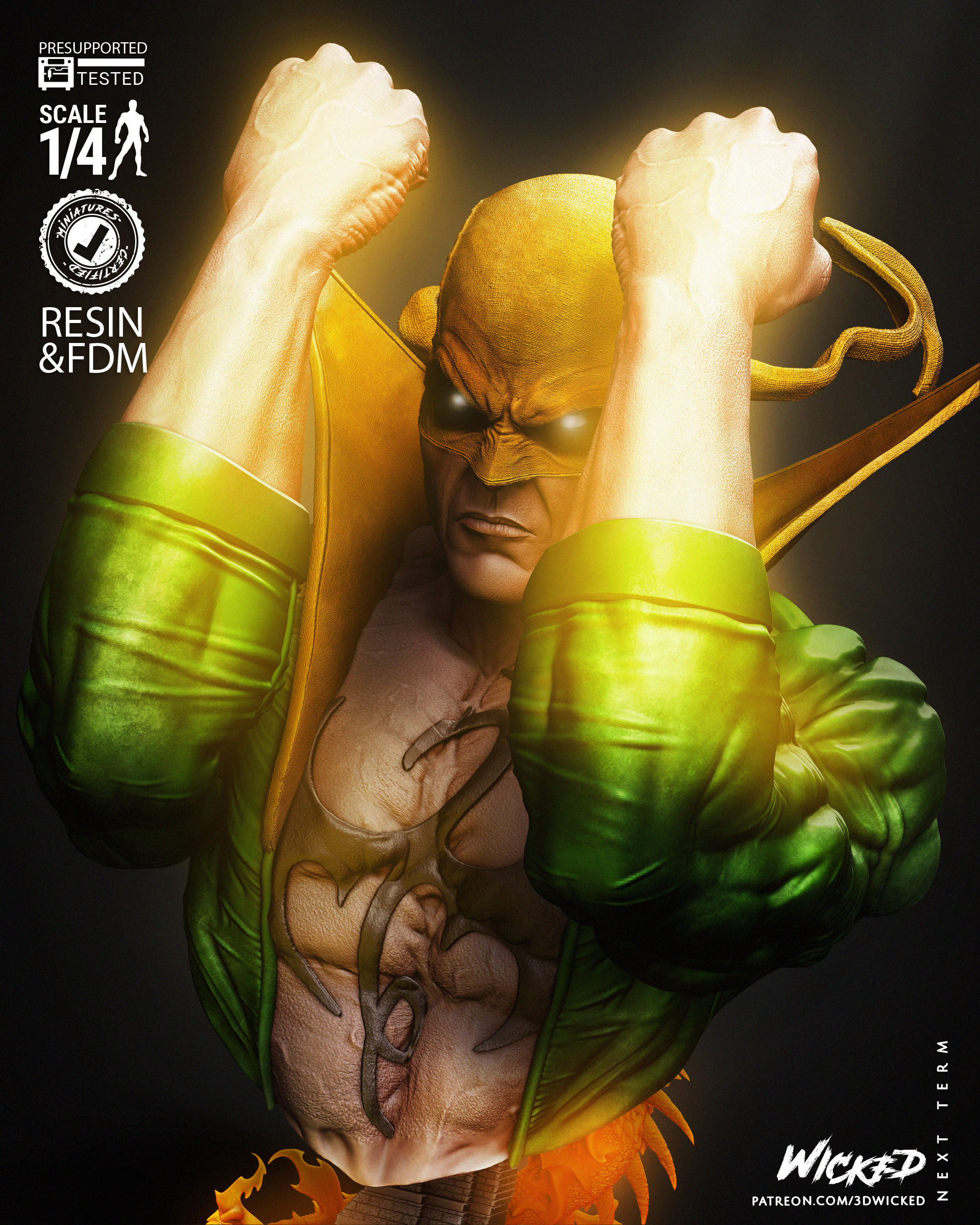 Wicked Marvel Iron First Bust Tested for 3D printing 3D model 3D