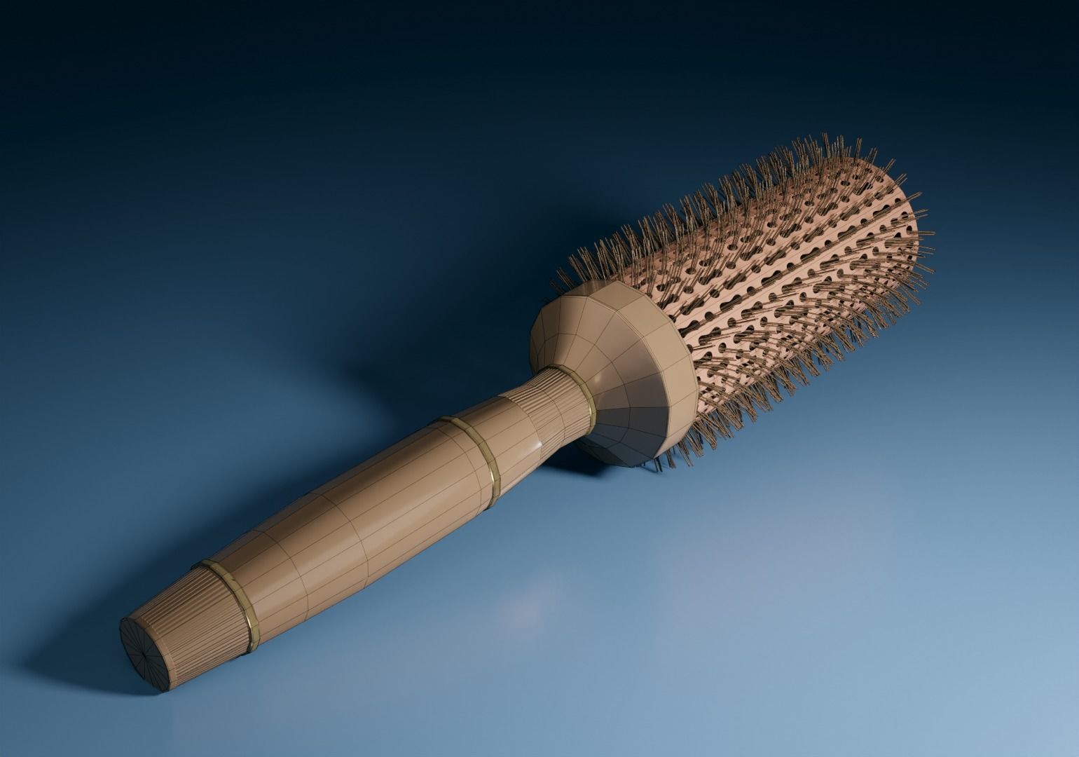 Round Hair Brush Low-poly 3D model_16