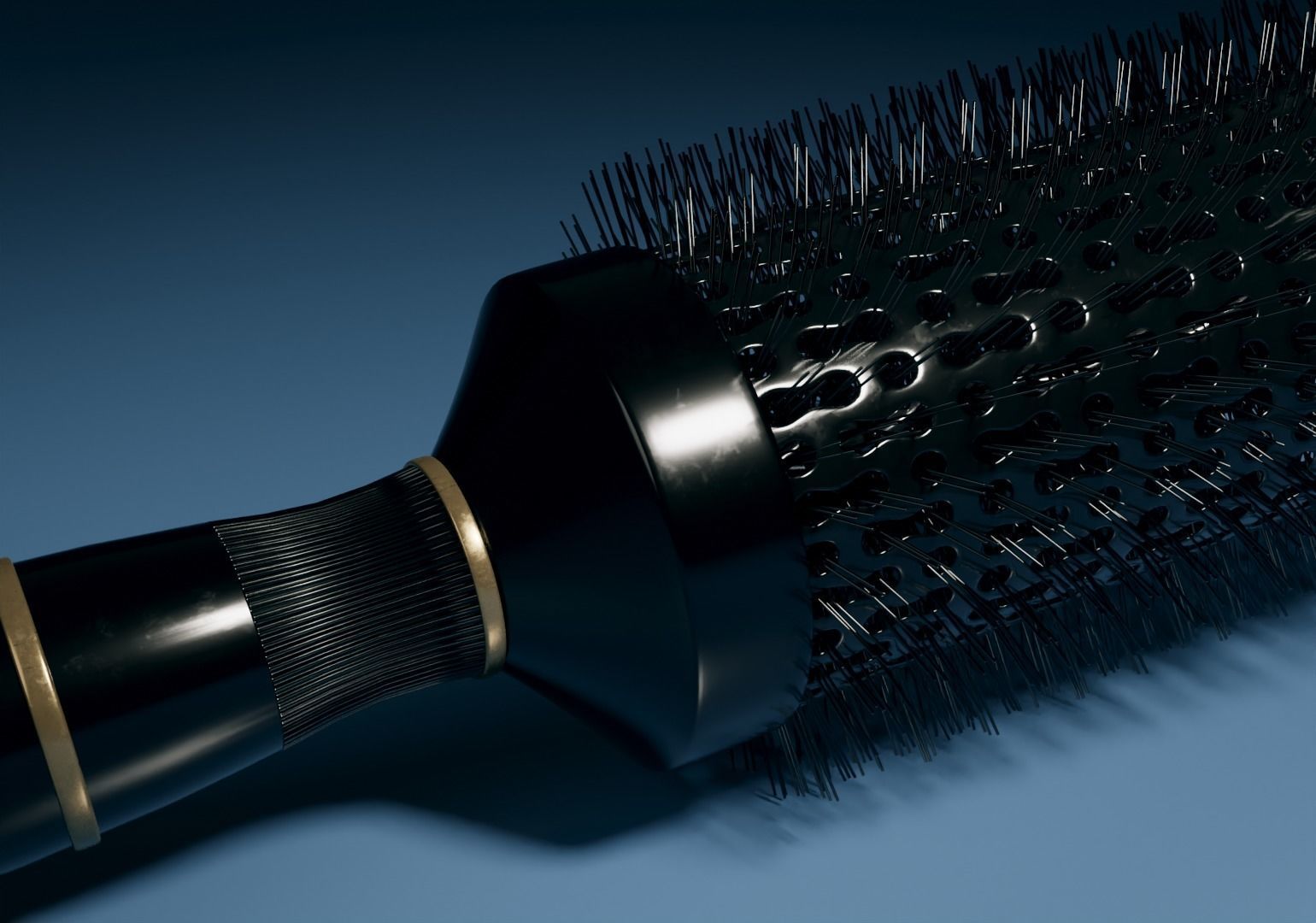 Round Hair Brush Low-poly 3D model_4