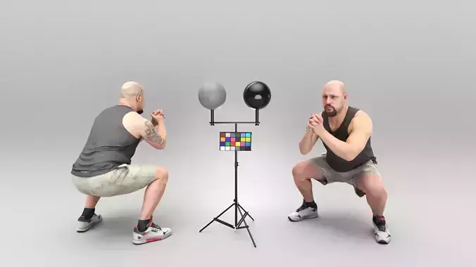 Sporty man doing squats 418 Low-poly 3D model