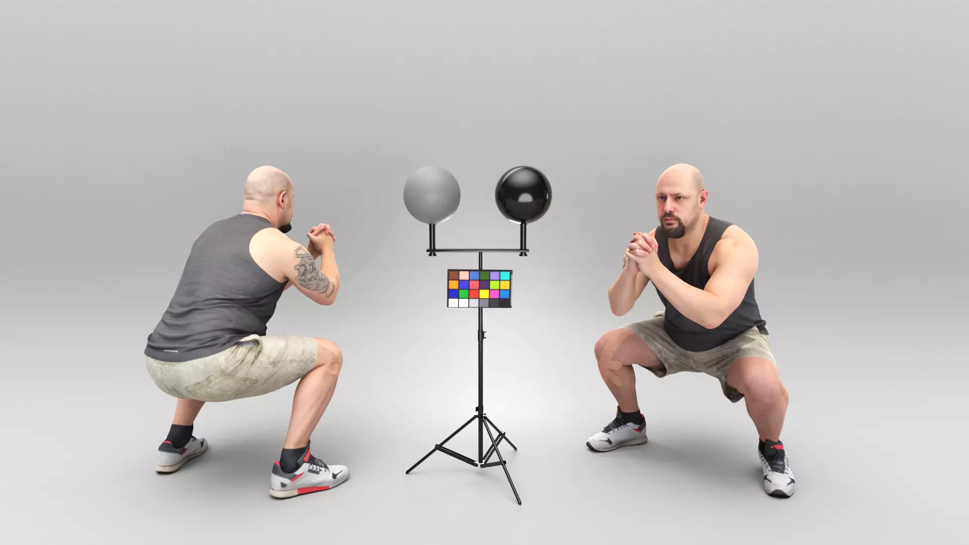 Sporty man doing squats 418 Low-poly 3D model