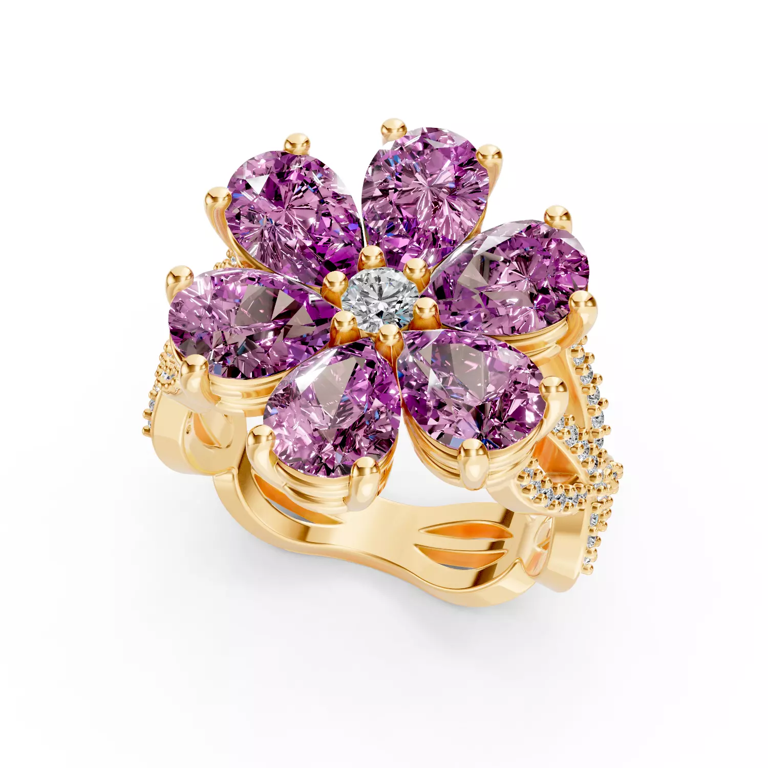 Flower Ring 3D print model_0