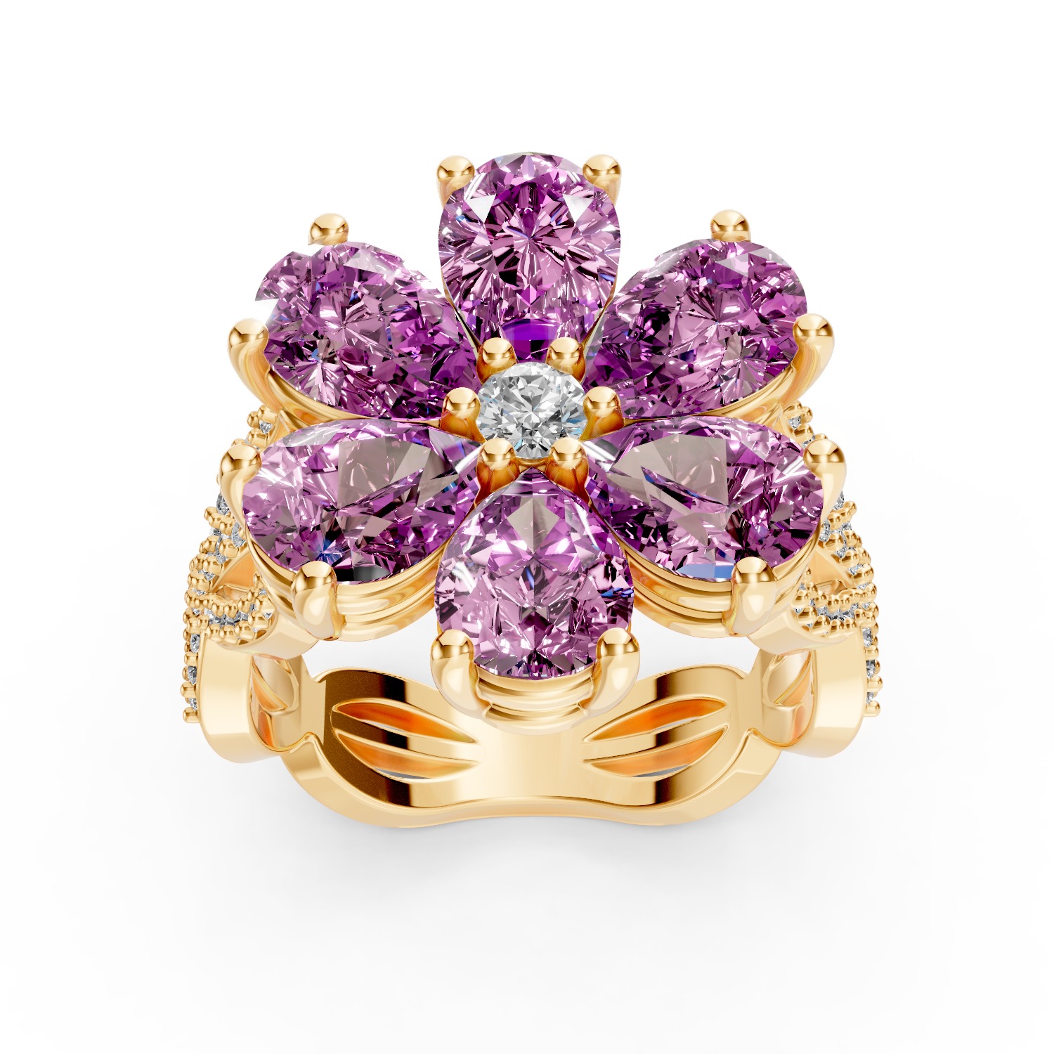 Flower Ring 3D print model_3