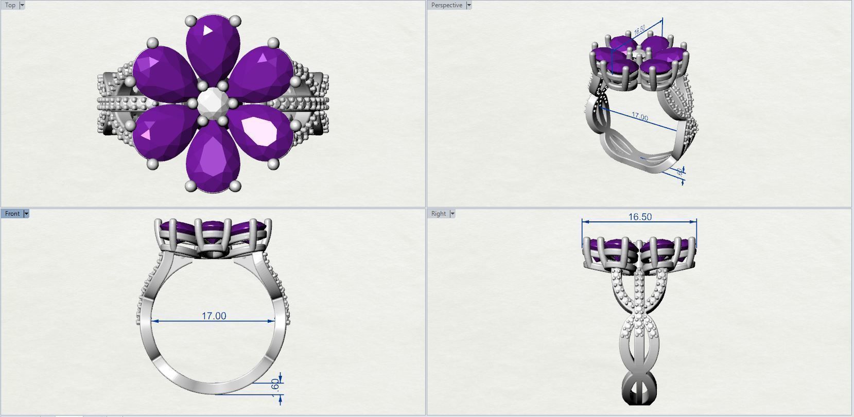 Flower Ring 3D print model_4