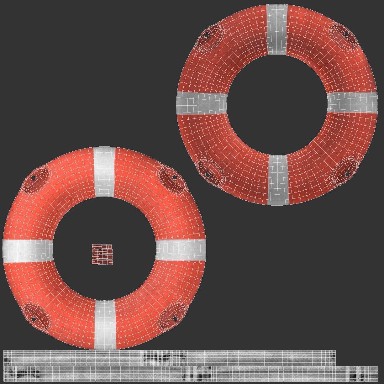 Retro Life Buoy Low Poly Low-poly 3D model_5