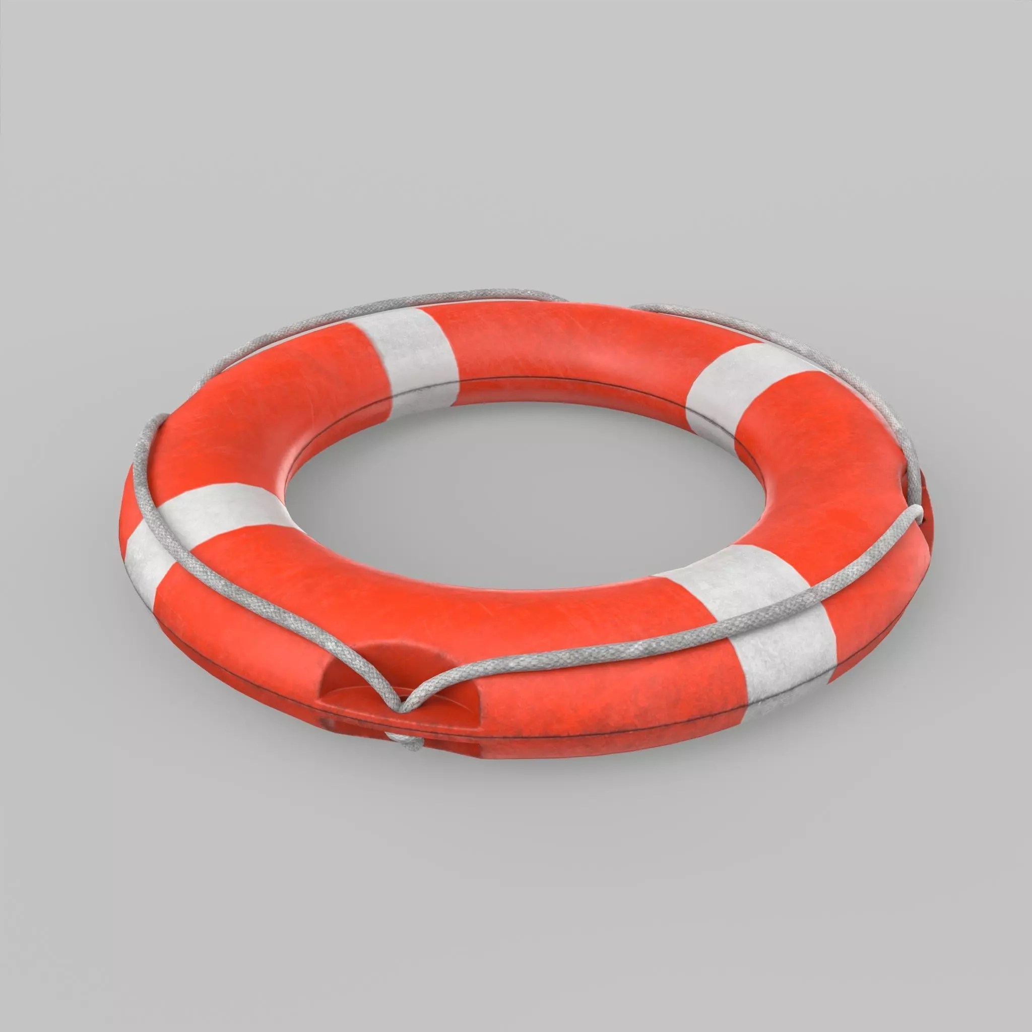 Retro Life Buoy Low Poly Low-poly 3D model_0