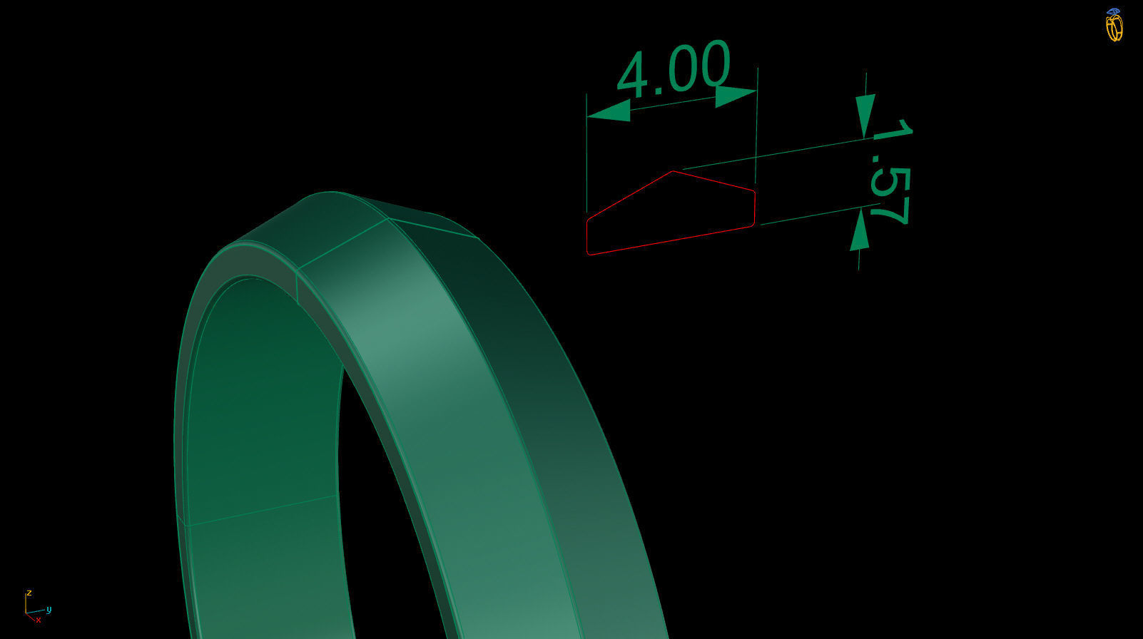 Apex profile Wedding Ring 4 mm Wide US Sizes 3D print model_11