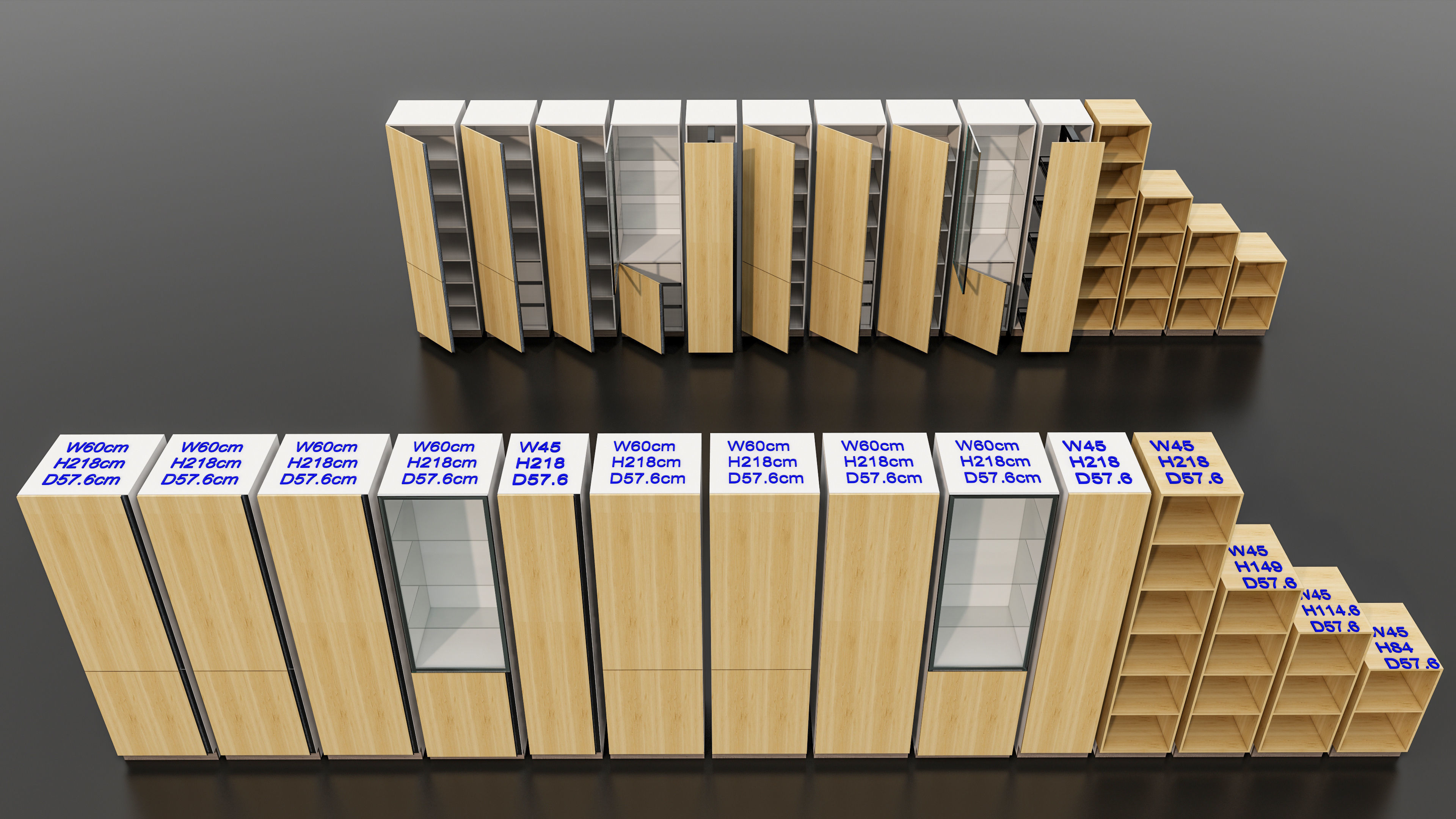 Kitchens and closets library of dynamic blocks Kitchen cabinet Low-poly 3D model_1