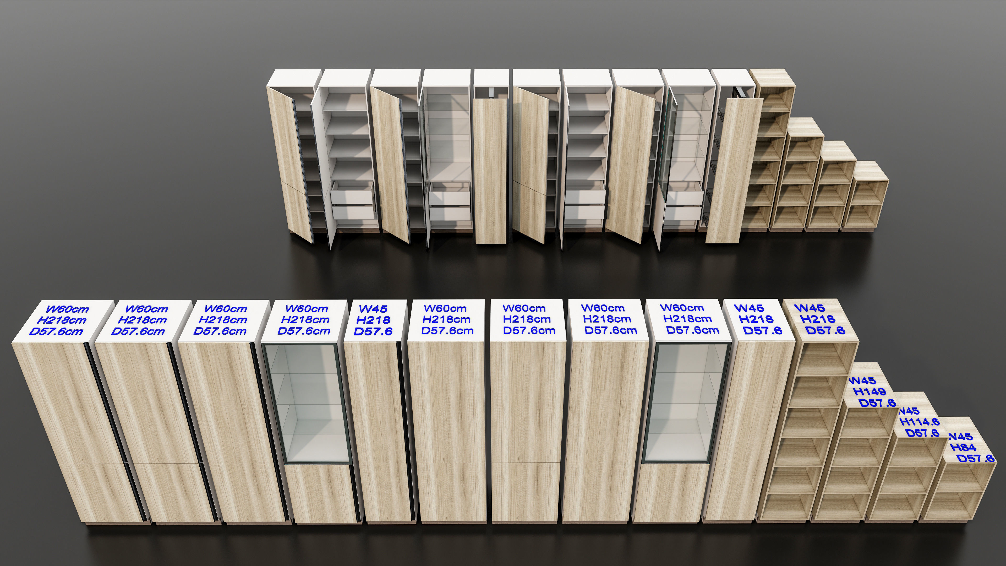 Kitchens and closets library of dynamic blocks Kitchen cabinet Low-poly 3D model_8