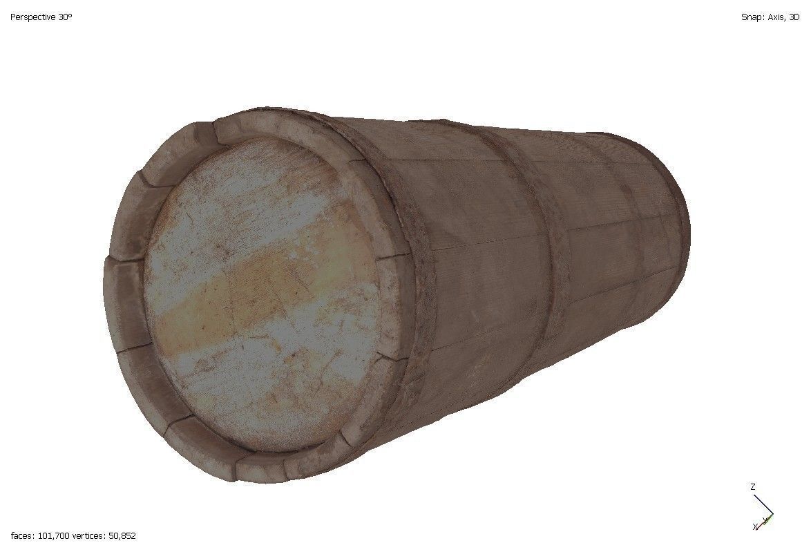 Old wooden tub 3D model_4