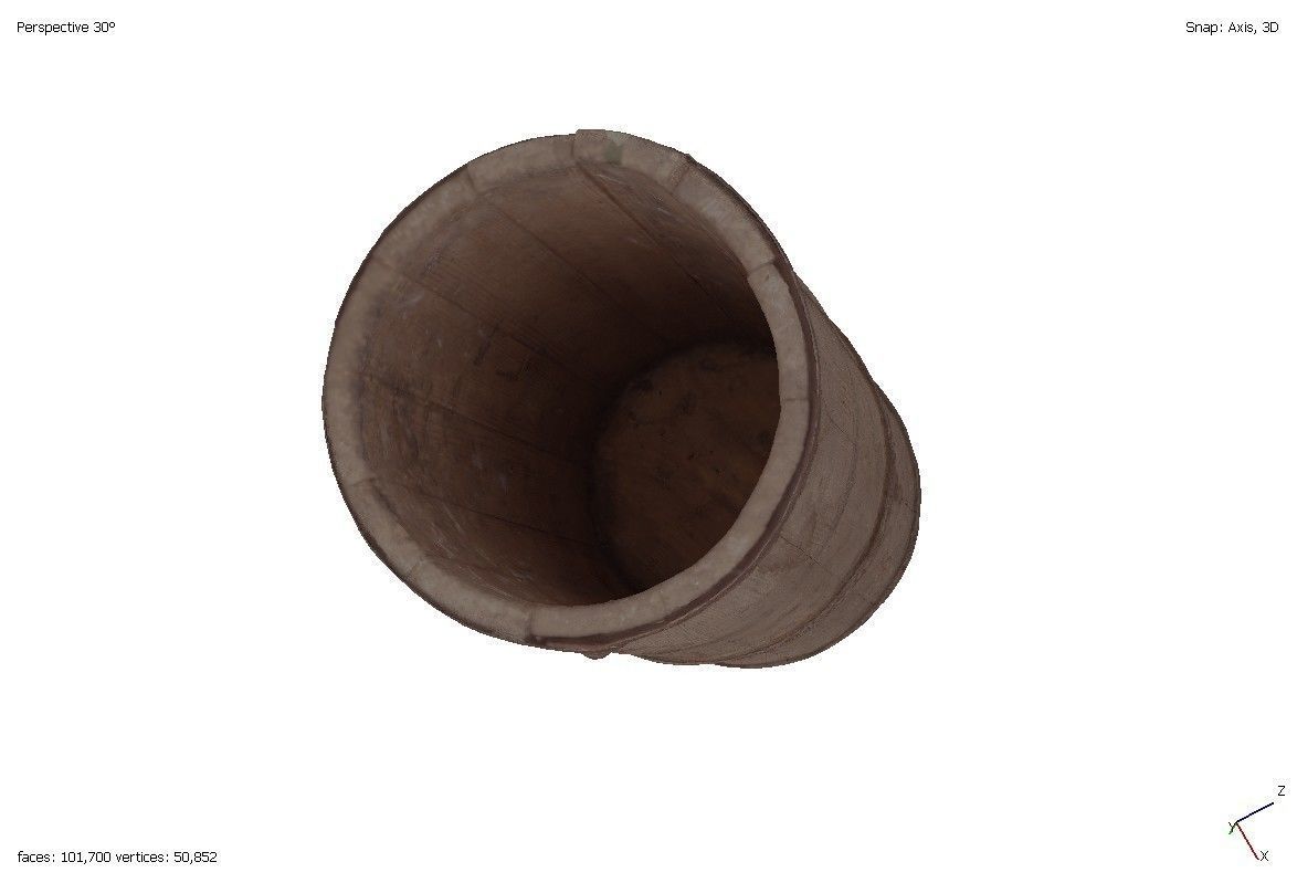 Old wooden tub 3D model_2