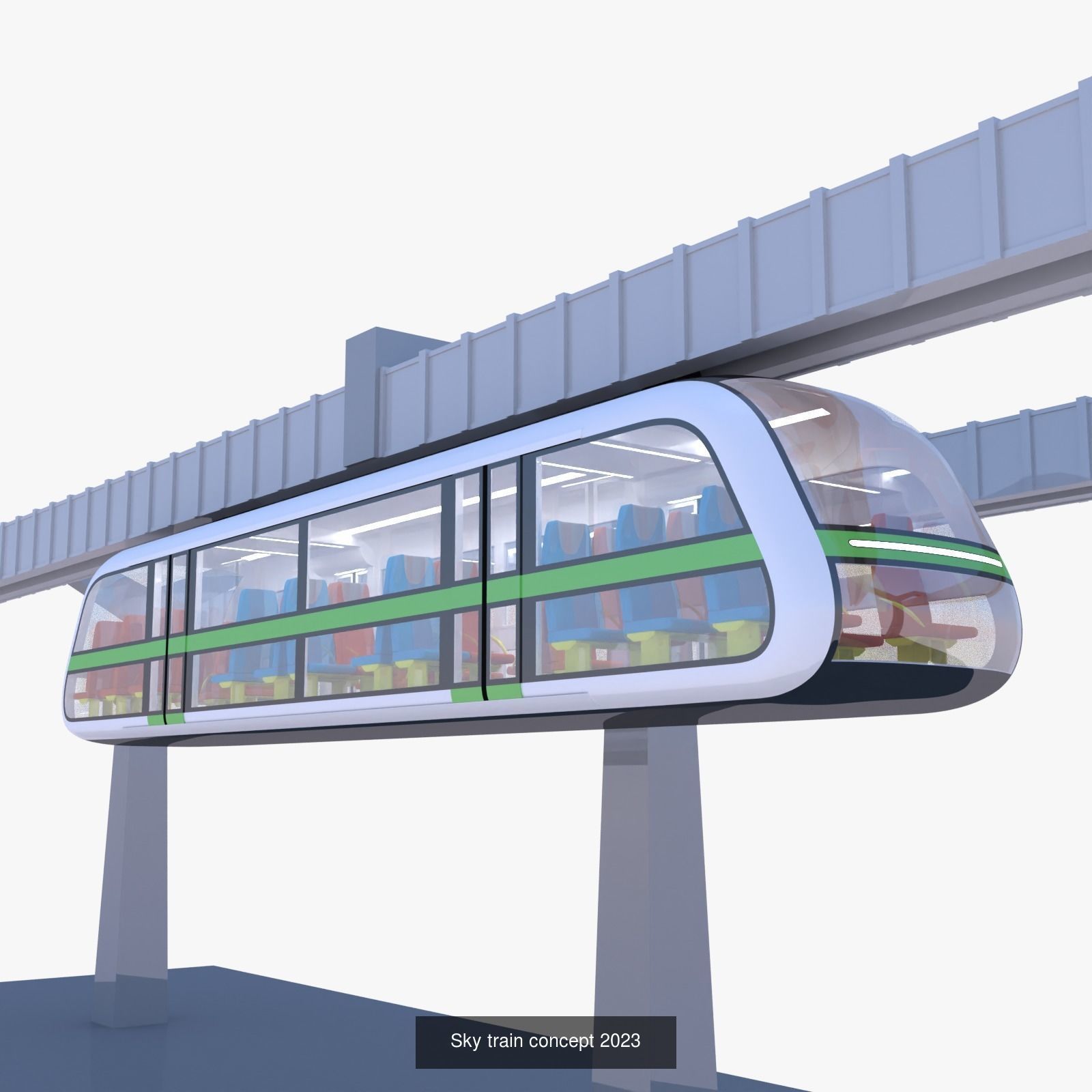 Elevated trains long and short 2024 3D Model Collection_2