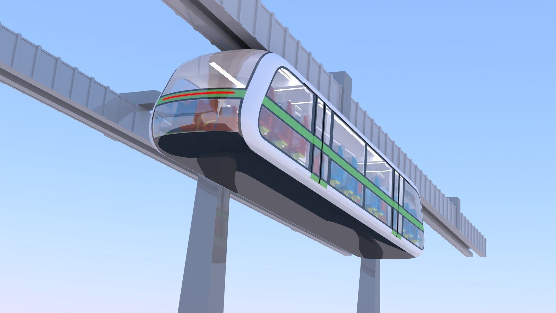 Elevated trains long and short 2024 3D Model Collection_7