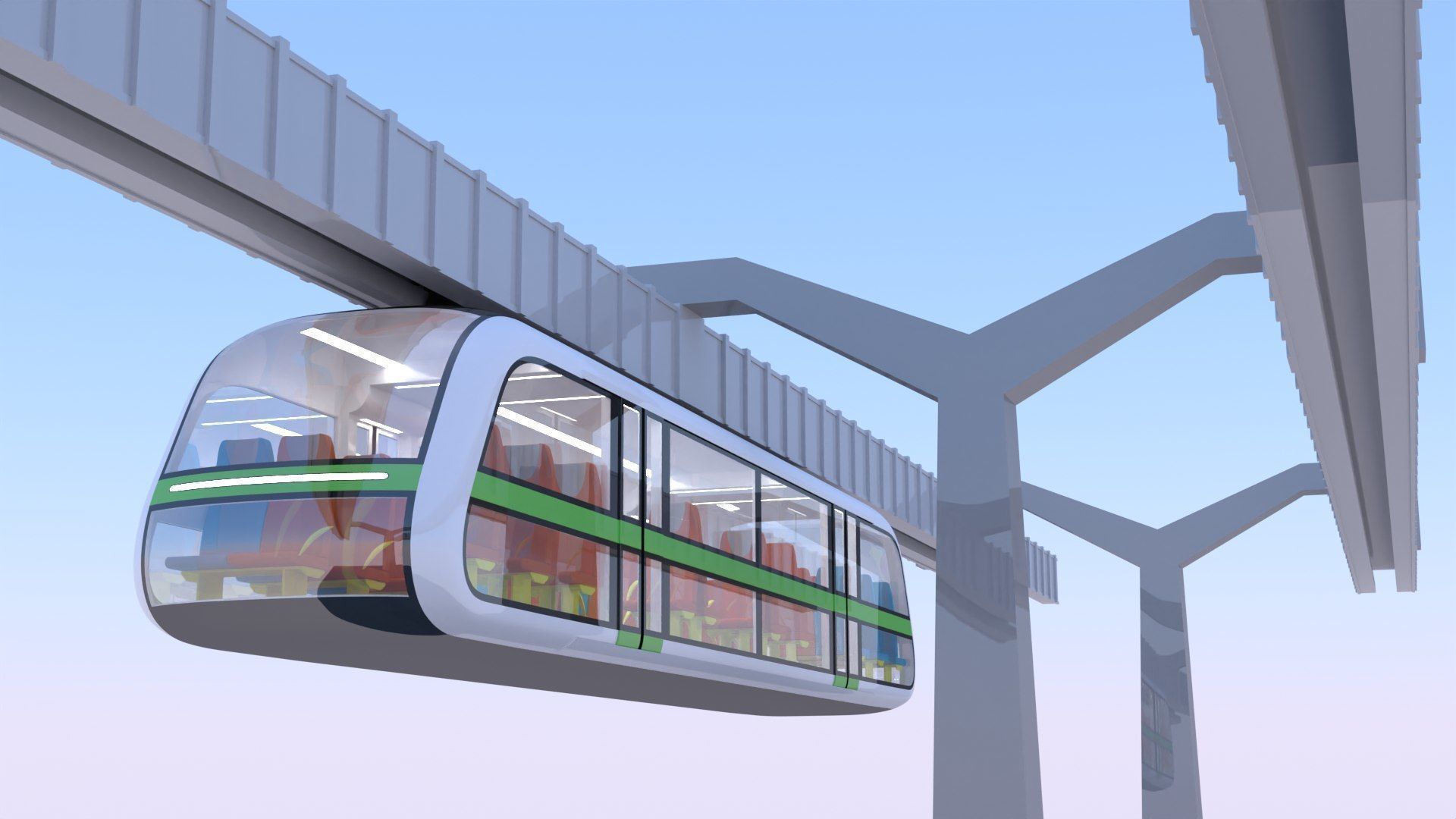 Elevated trains long and short 2024 3D Model Collection_6