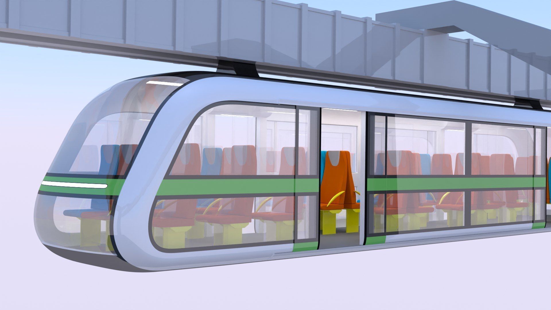 Elevated trains long and short 2024 3D Model Collection_5
