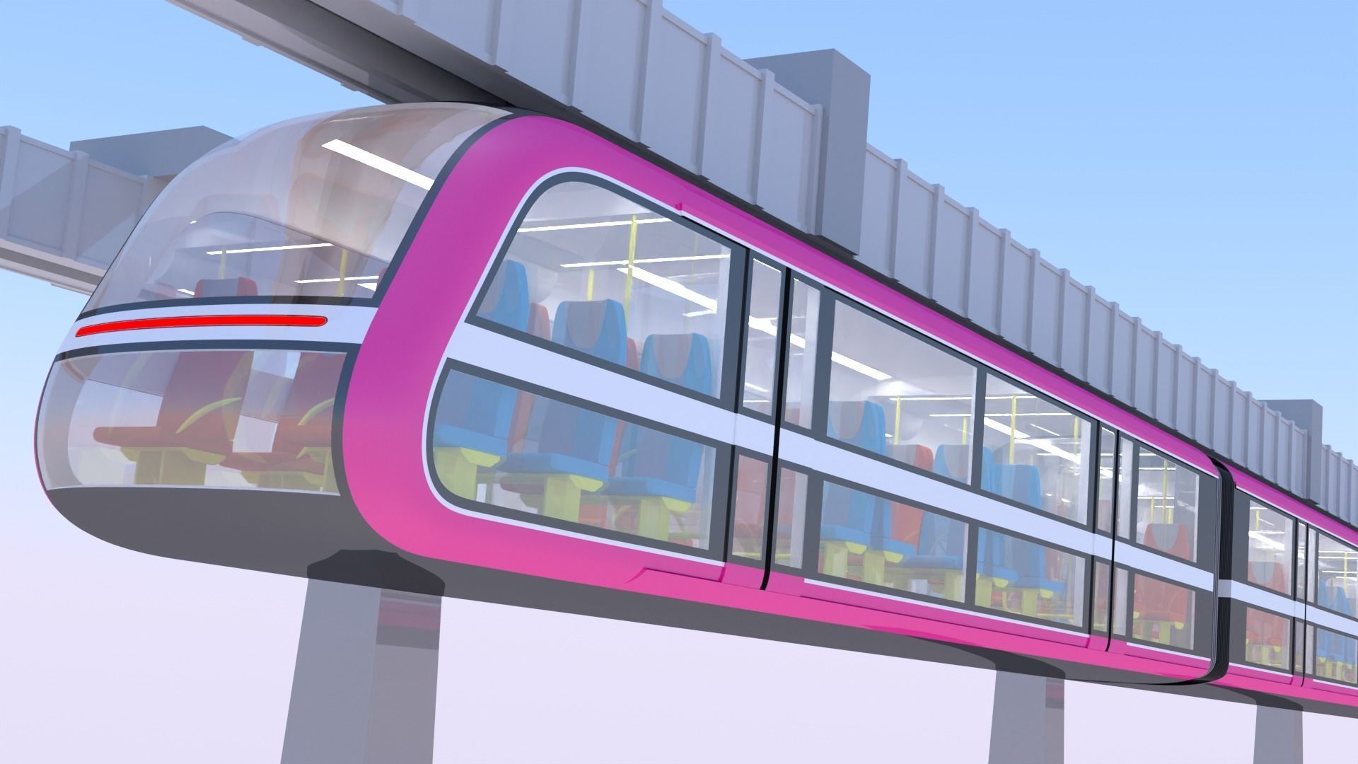 Elevated trains long and short 2024 3D Model Collection_13