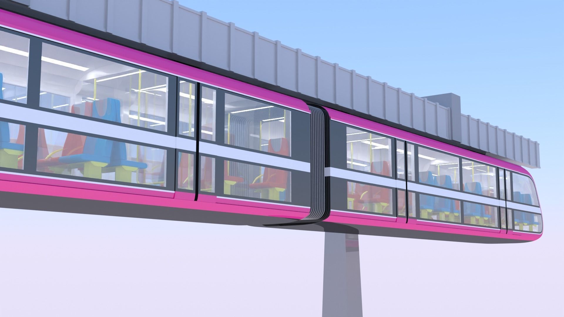 Elevated trains long and short 2024 3D Model Collection_11