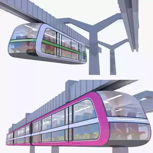 Elevated trains long and short 2024 3D Model Collection